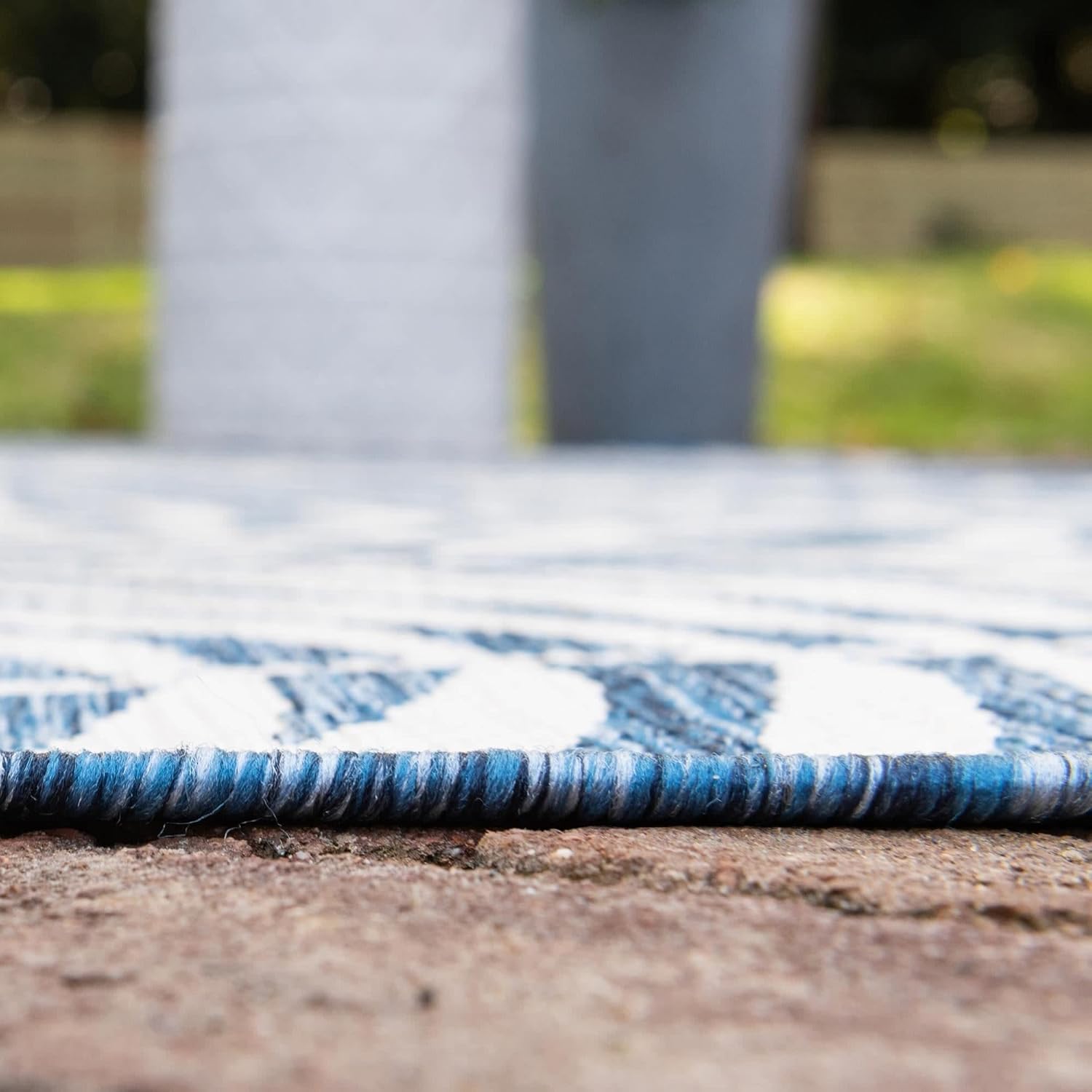 Unique Loom – Tapete de la colección Outdoor Botanical, diseño de palmera (5.1pies x 8pies, rectangular, color azulazul marino)