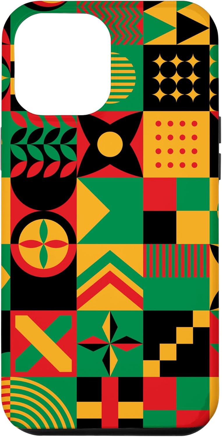 Funda para iPhone 14 Pro Max con patrón tribal africano orgullo afroamericano historia negra