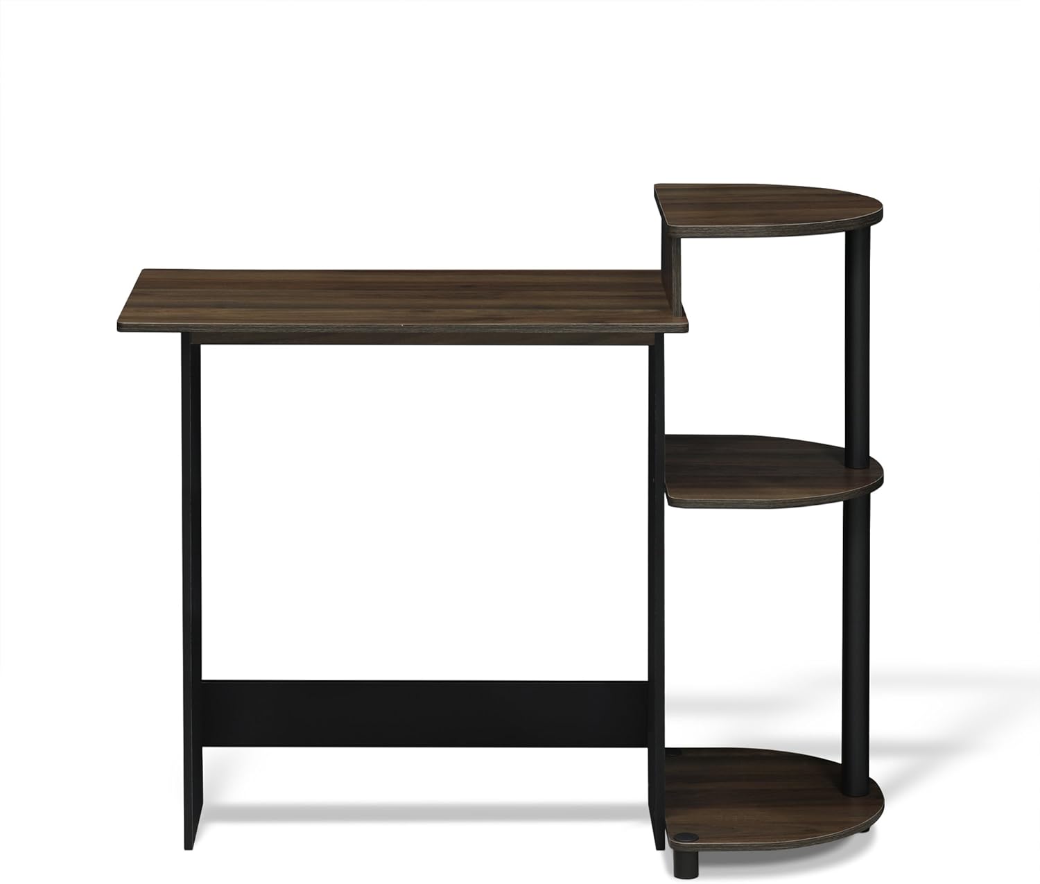 Furinno – Escritorio compacto para computadora con estantes, Tablero de partículas, Columbia NogalNegro