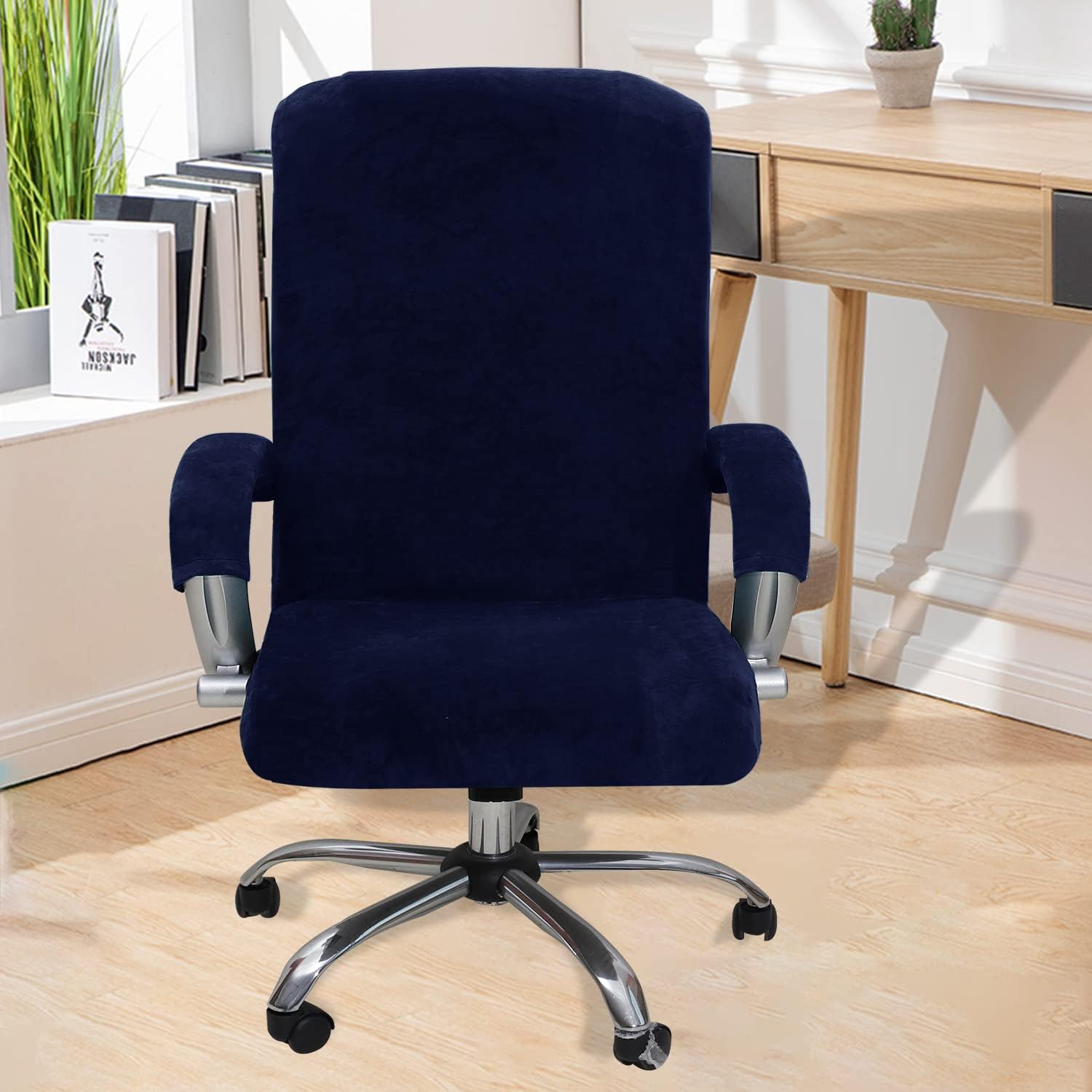 GOSTADY Funda de terciopelo para silla de oficina con reposabrazos, fundas suaves y cómodas para sillas de computadora con cremalleras duraderas,
