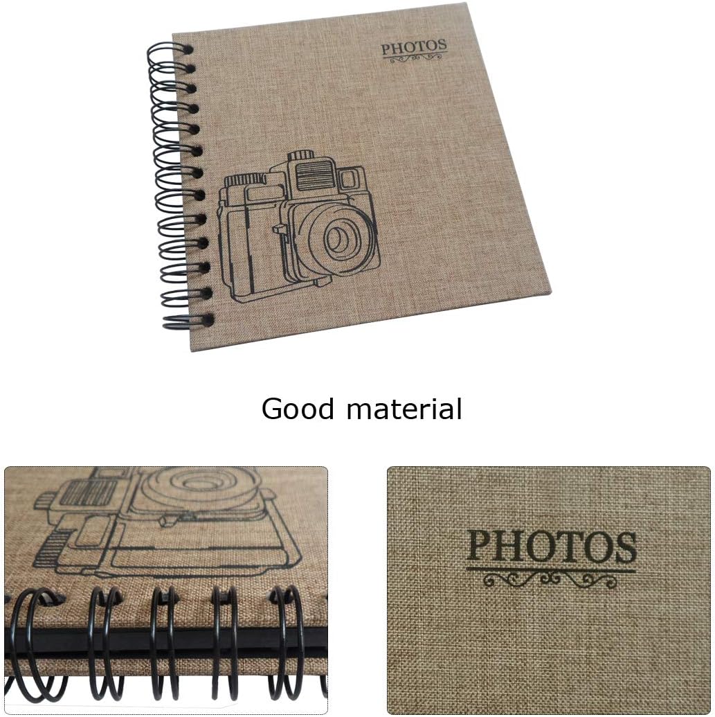 enyuwlcm Álbum de recortes pequeño de lino de tapa dura con páginas negras de 4 x 6 pulgadas, álbum de fotos hecho a mano, álbum de bricolaje,