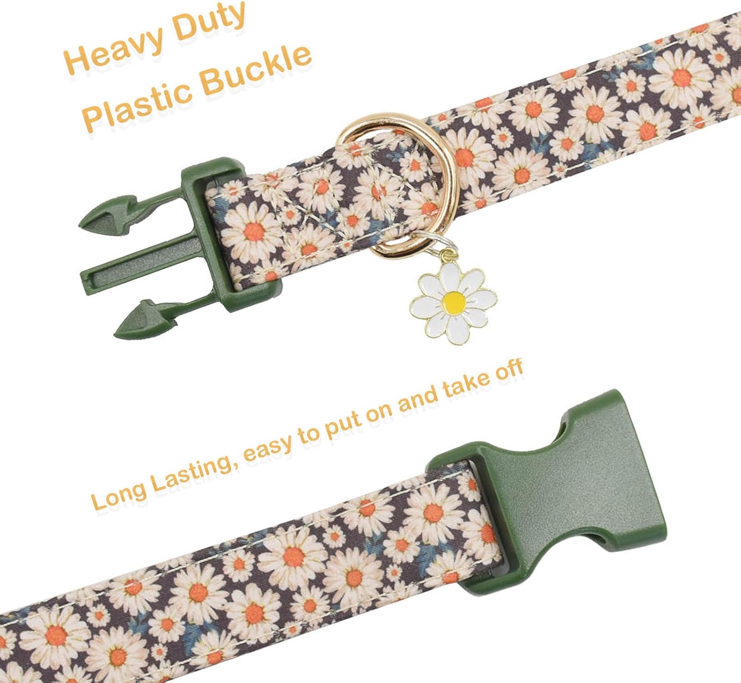Lindo collar de algodón para perro, patrones de flores, collares suaves y ajustables para cachorros, para hembras pequeñas, medianas y grandes, con
