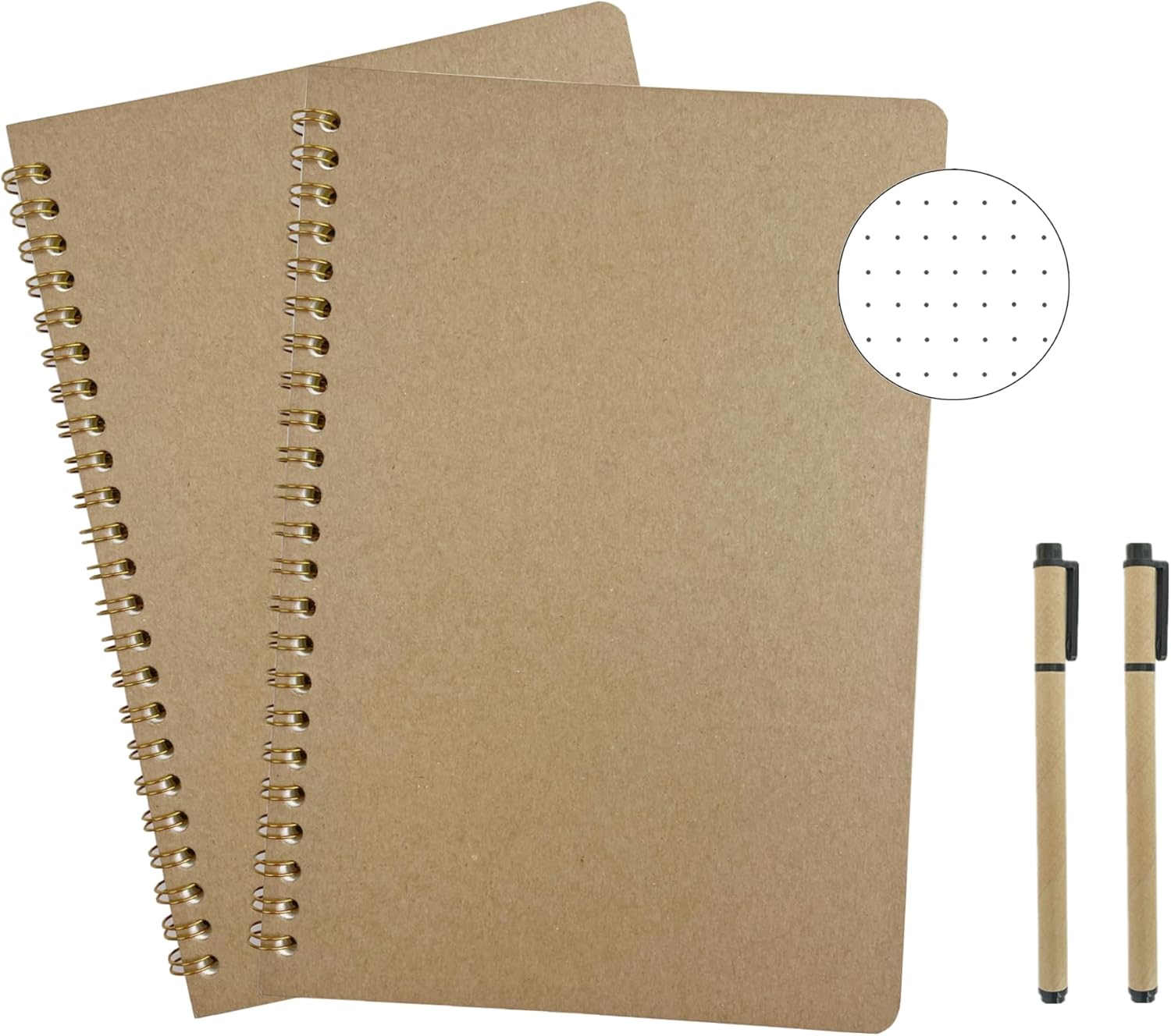 AOU Paquete de 2 cuadernos de puntos en espiral, diarios A5 con papel de cuadrícula de puntos gruesos de 3.53 ozm, diarios estéticos con 200 páginas