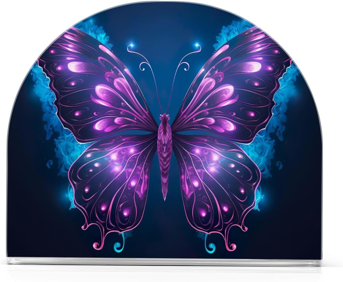 Servilletero de acuarela con mariposas moradas para colocar de pie en la mesa, moderno dispensador de servilletas de acrílico, dispensador de