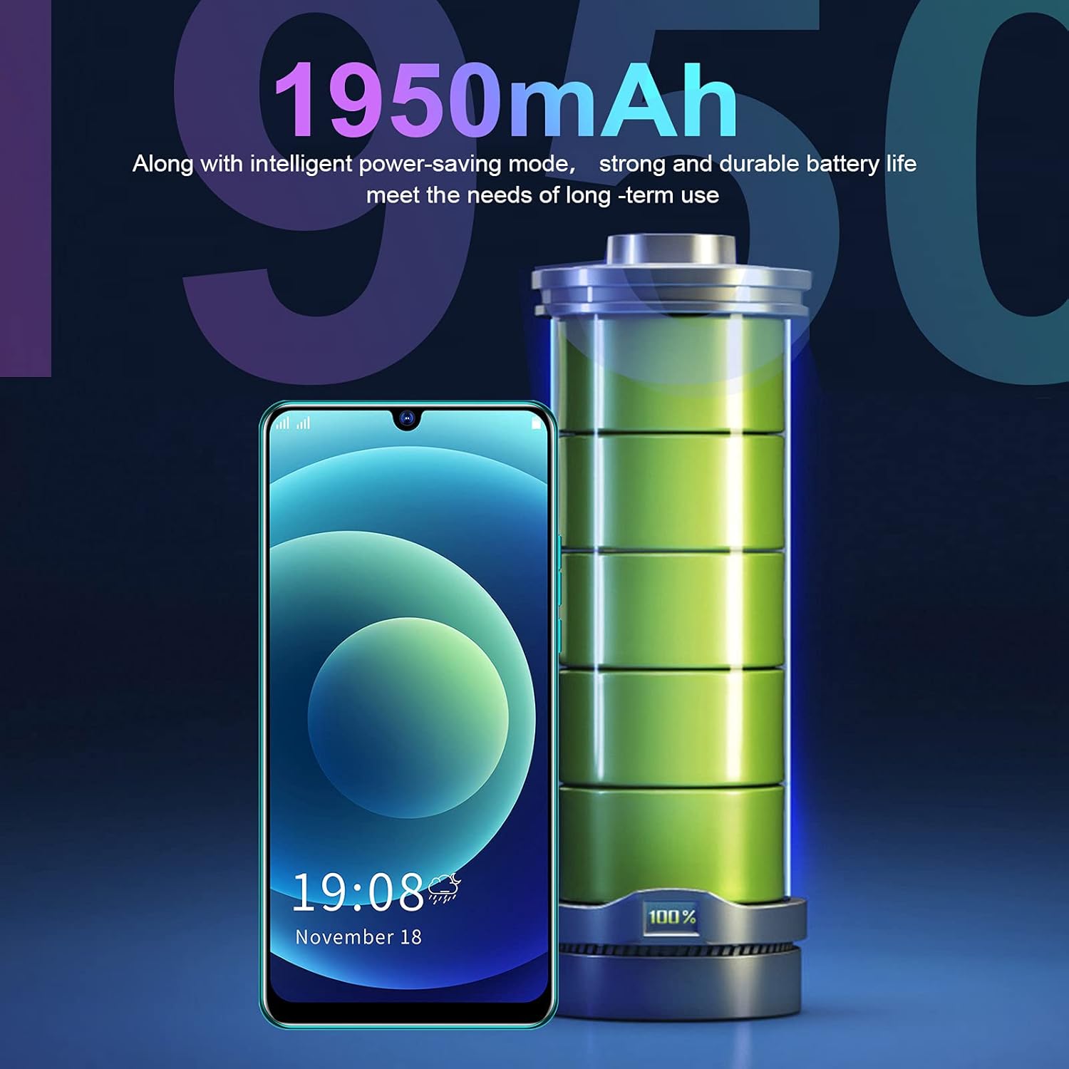 ciciglow Teléfono inteligente, 1+8GB Dual Card Dual Standby Smartphones, batería de iones de litio recargable de 2100 mAh incorporada compatible con