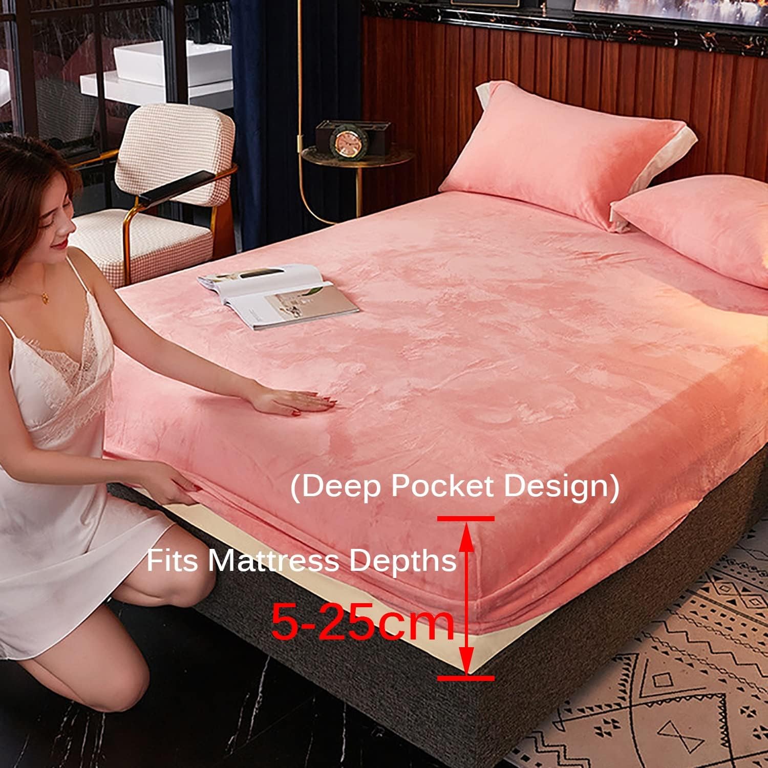 Sábanas de cama cálidas, funda de colchón de franela gruesa, sábana bajera de color sólido para dormitorio de hotel, funda protectora de colchón de