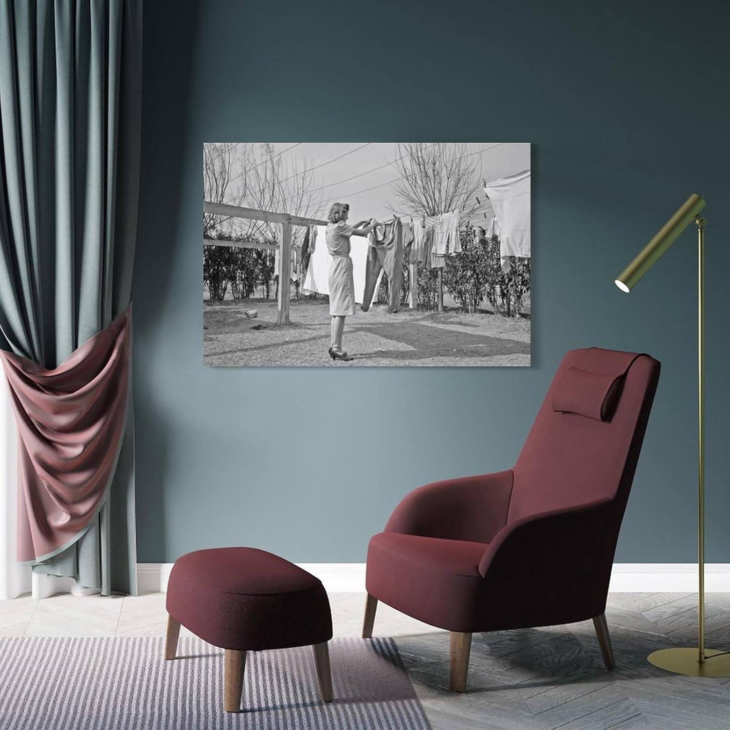 Arte vintage para el día de la lavandería, arte de pared en blanco y negro, fotos antiguas, pósteres Art Deco de lavandería, impresiones artísticas