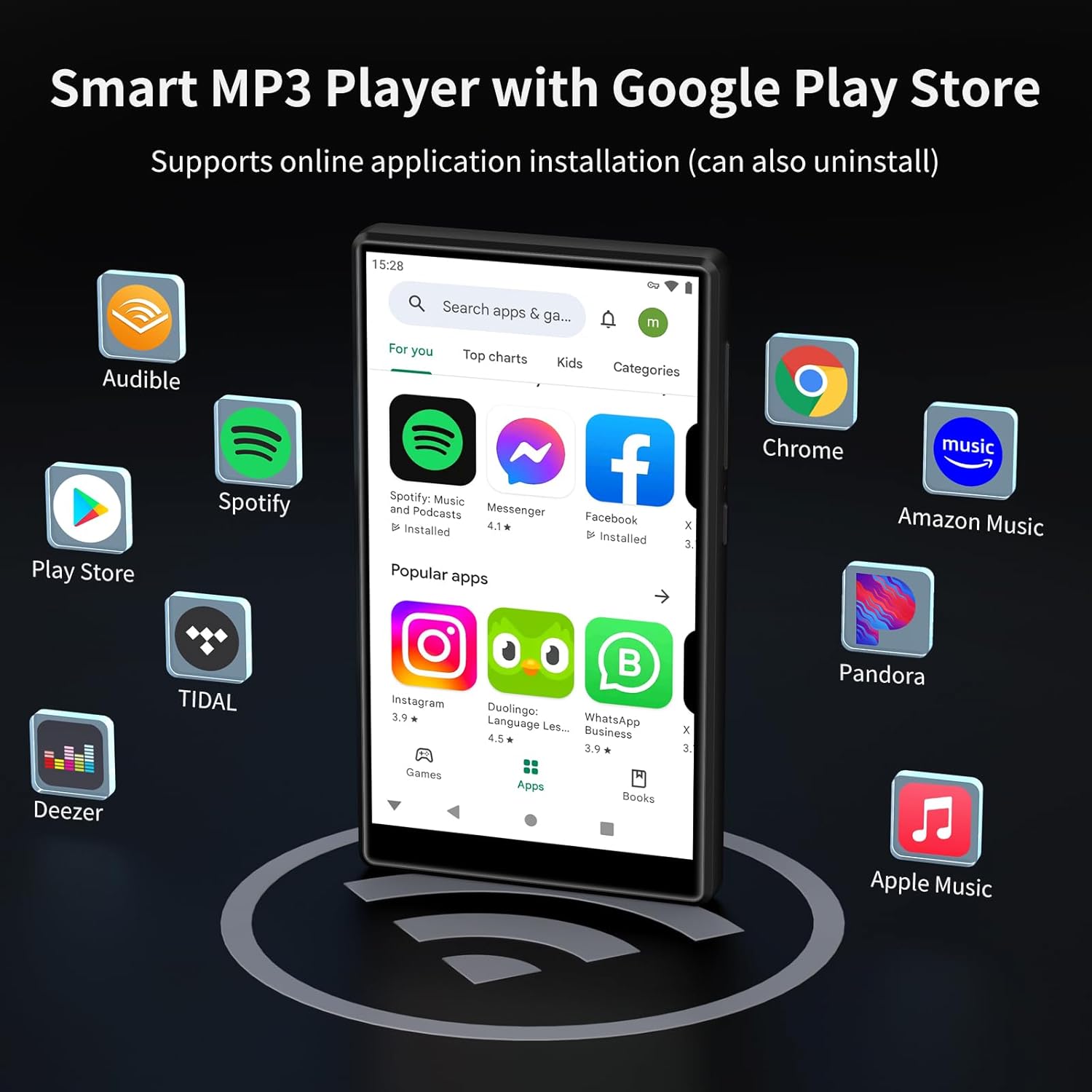 80GB MP3 Player with Bluetooth and WiFi, Android Streaming Music Player with Spotify, Tienda Music, Pandora, Audible, 4.7″ Mp4 Music Player and WiFi