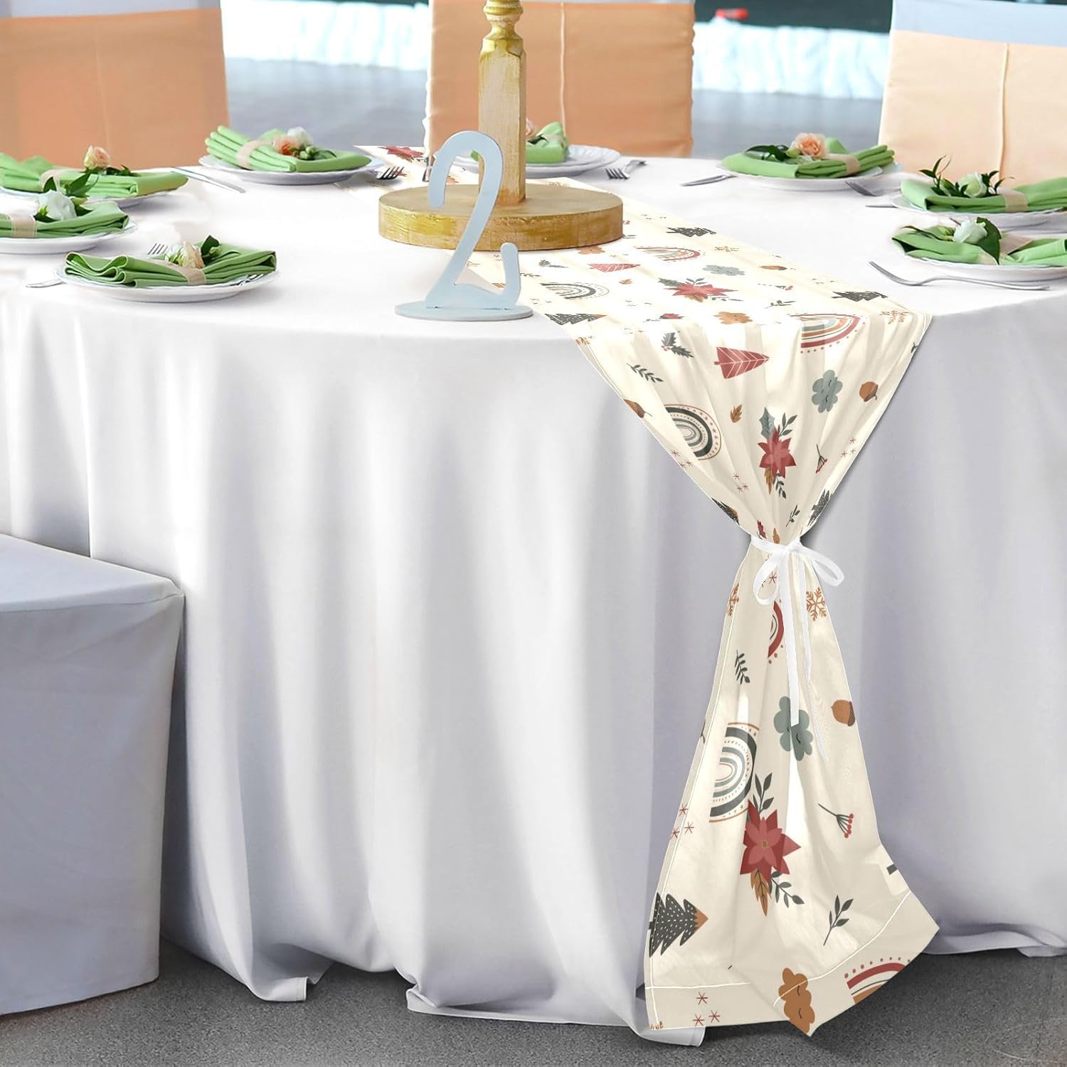 Christmas Rainbows Flowers Table Runner Fall Kitchen Decor for Kitchen Decorations Christmas Table Runner 120 Inches Long