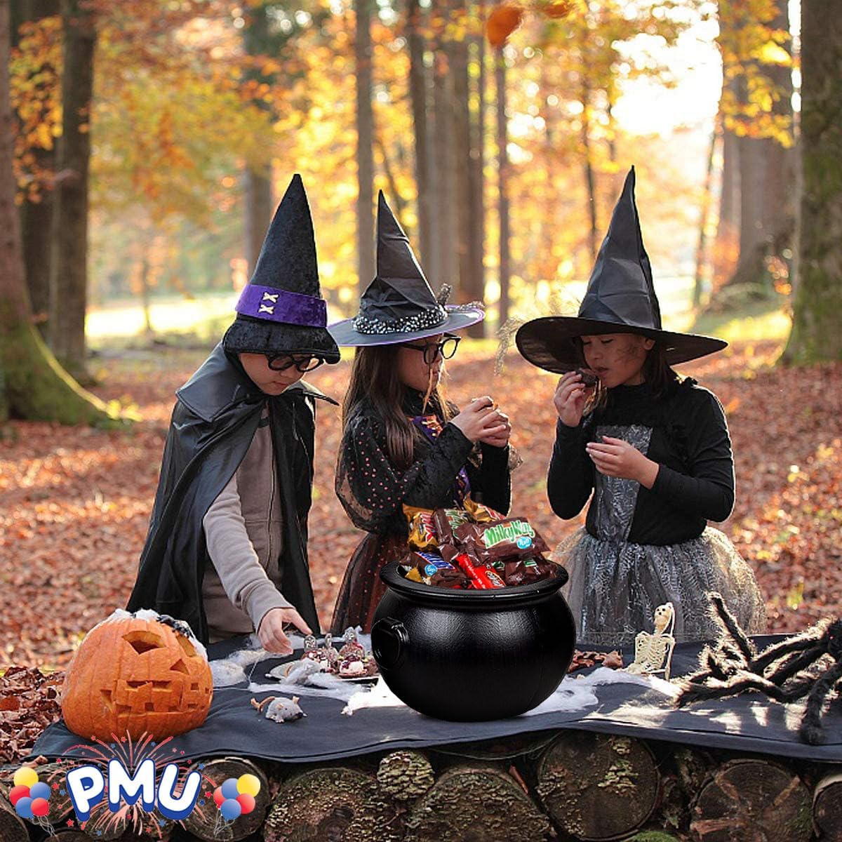 PMU Caldero de Halloween  Molde de soplado, accesorio de plástico para fiestas, soporte para dulces para niños, recuerdos y suministros de fiesta de