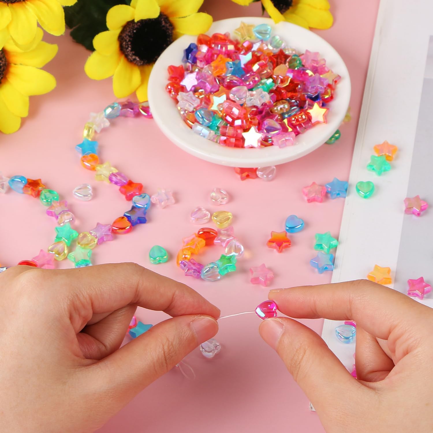 400 cuentas acrílicas de corazón para la fabricación de joyas, lindas pulseras de EVERMARKET a granel, cuentas de estrella de 0.433 in, dijes de