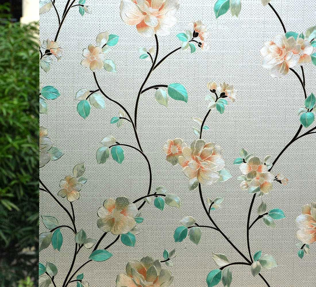 VSUDO Película decorativa de privacidad para ventana, película decorativa para vitrales, película para tintar ventanas esmeriladas para el hogar,