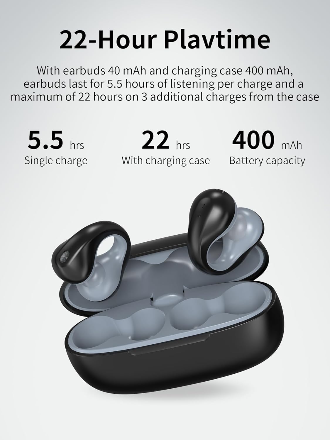 Auriculares de oído abierto, auriculares deportivos Bluetooth, auriculares abiertos, auriculares inalámbricos mini para ciclismo, conducción,