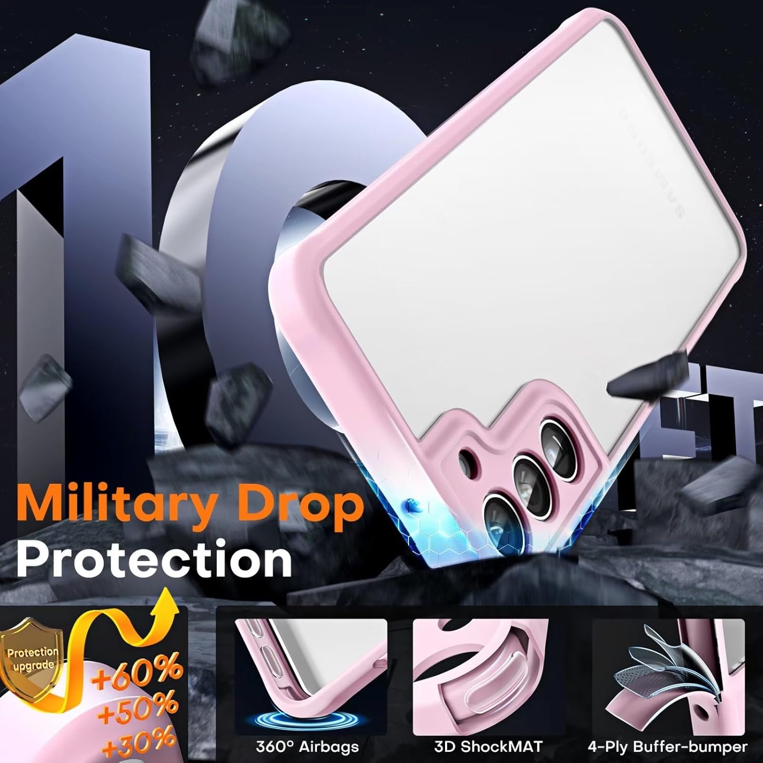 TOCOL Funda 3 en 1 para Samsung Galaxy S23 Plus, con 2 protectores de pantalla protección completa mejorada de la cámara prueba de caídas de grado