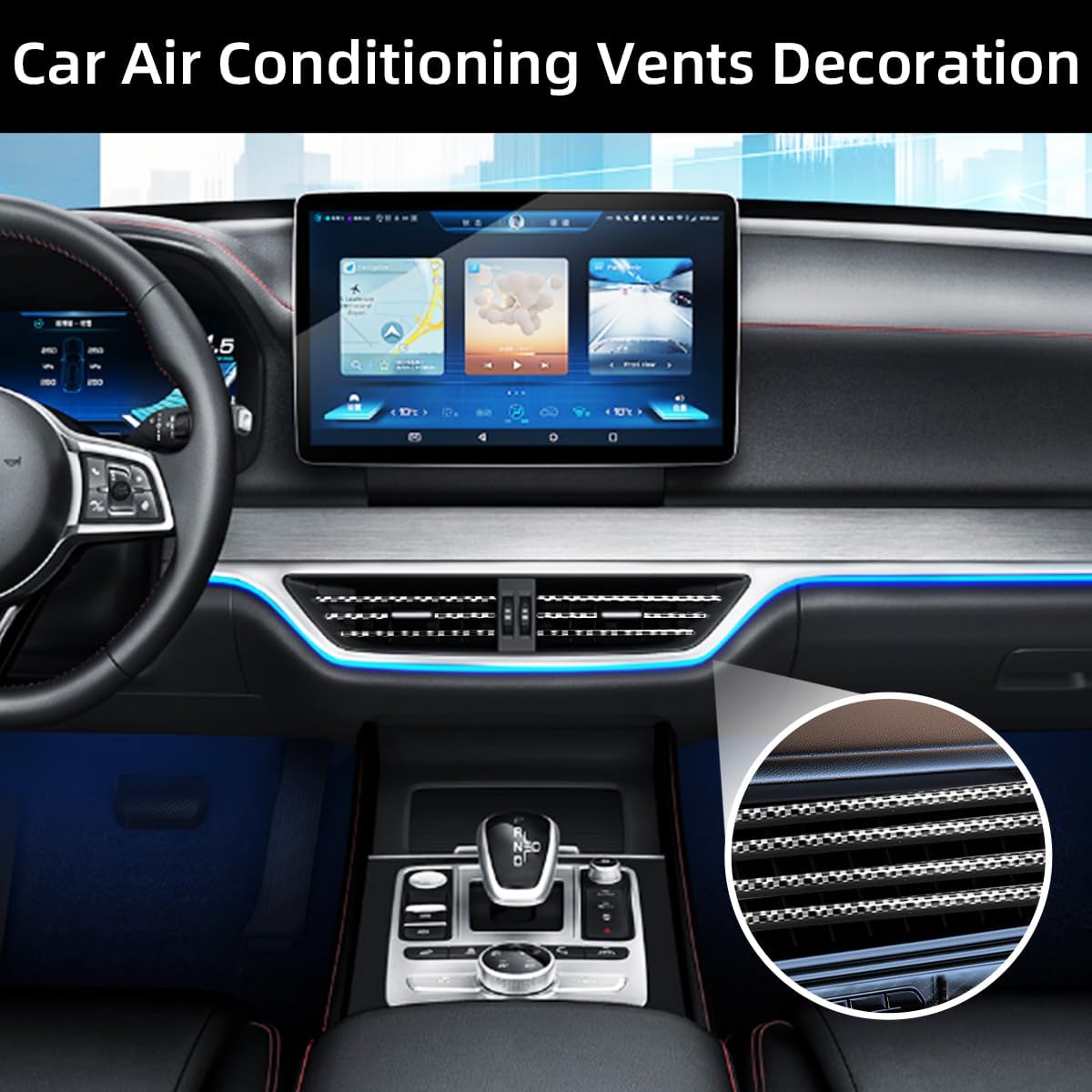 20 tiras decorativas de aire acondicionado de automóvil, impermeables, flexibles, para salida de aire automático, borde brillante, accesorios