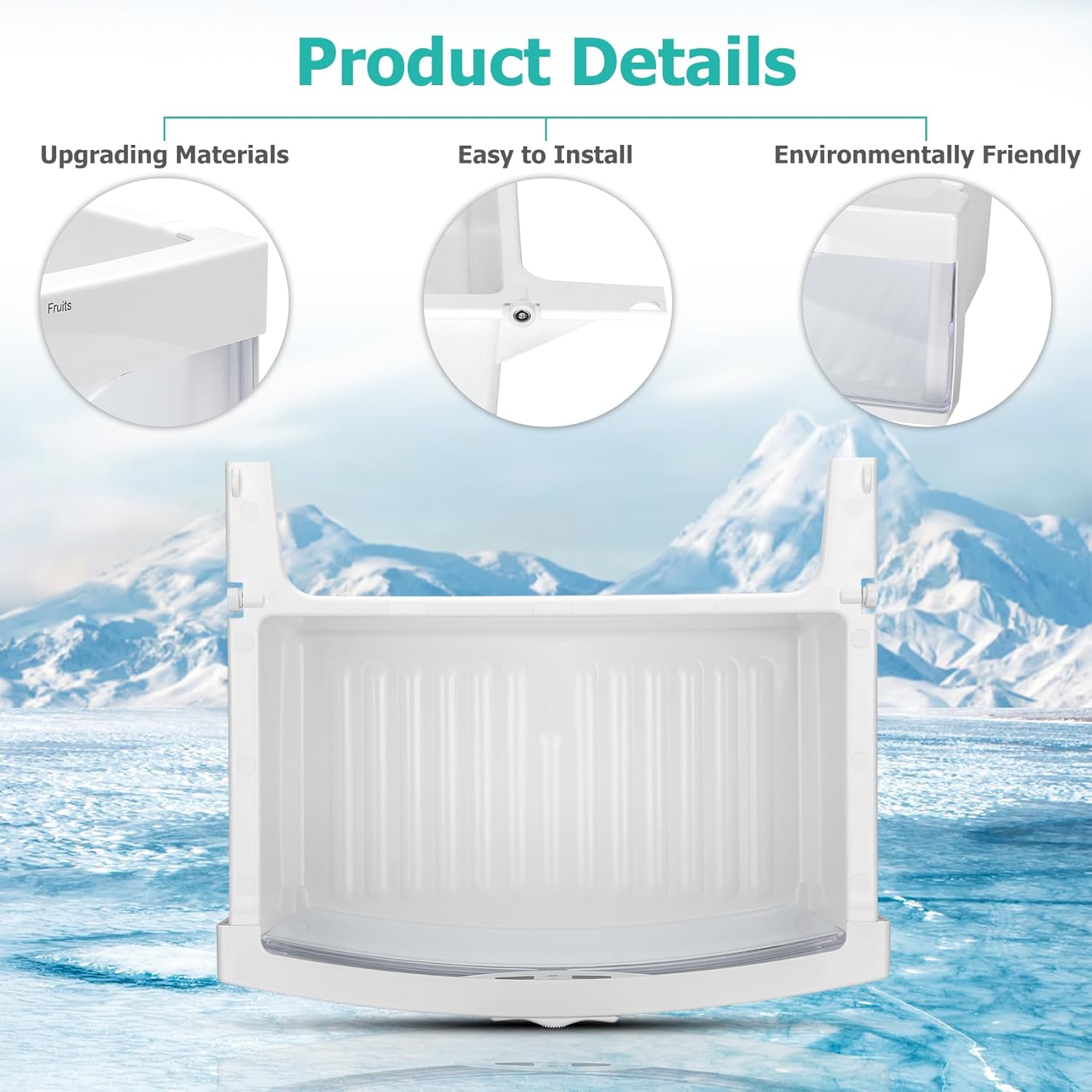WR32X10524 – Cajón inferior (materiales de grado alimenticio), AP3855806 Conjunto de sartén para carne compatible con refrigeradores GE, modelos de