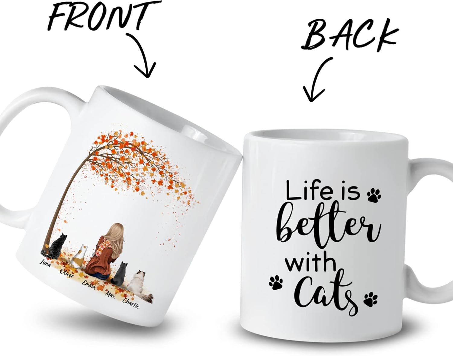 Gossby Taza de café personalizada con diseño de gato para mujer, regalo personalizado para mamá de gato con diseño, nombre, raza de gato,