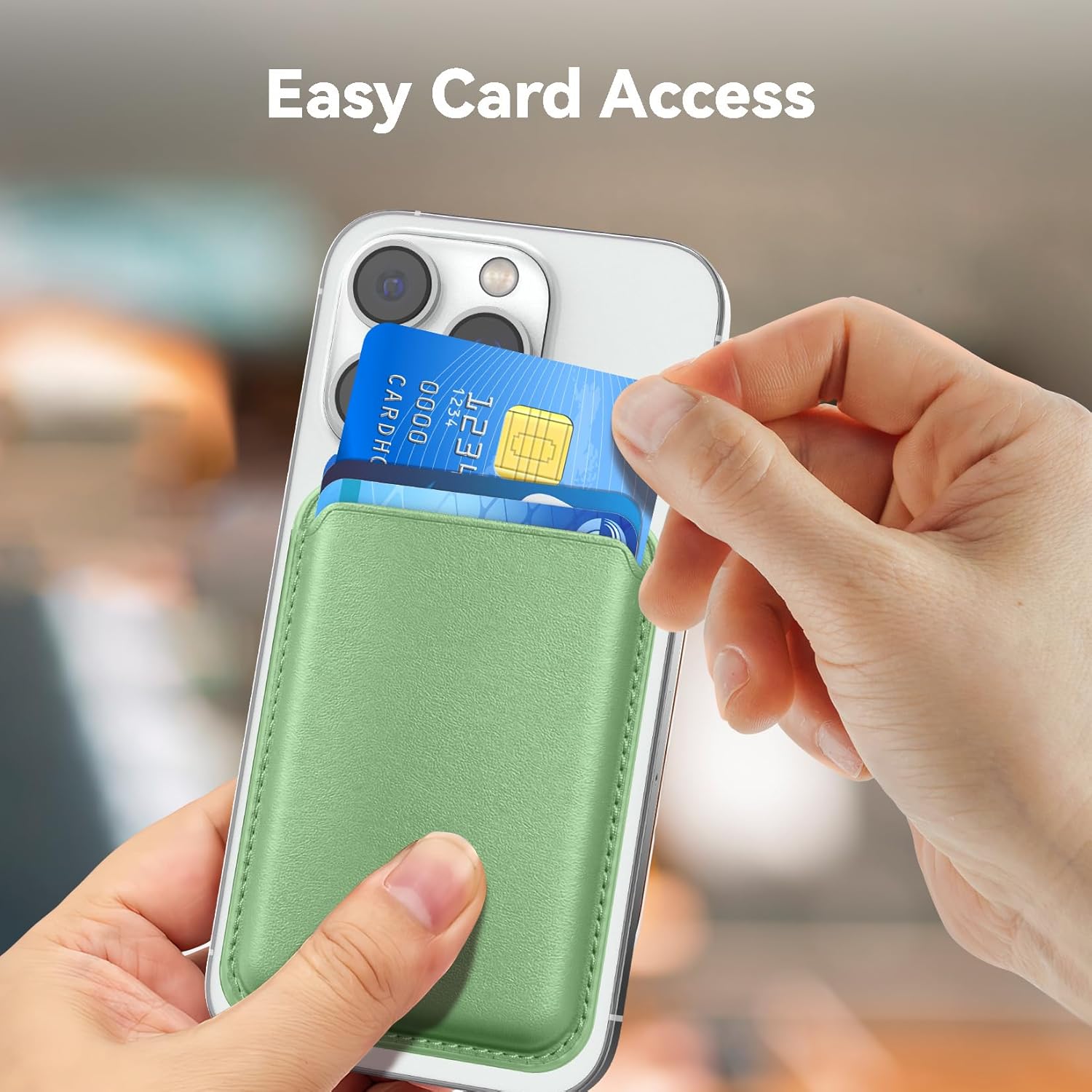 Amzone Tarjetero magnético para teléfono celular con caja fuerte Mag, más fuerte magnética RFID de cuero para teléfono compatible con la serie de
