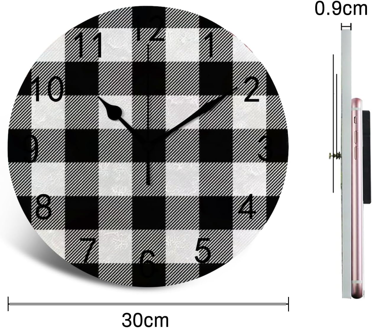 SJJ Reloj de pared moderno y simple para interiores, 10 pulgadas, sin tictac, decorativo, para dormitorio, sala de estar, oficina