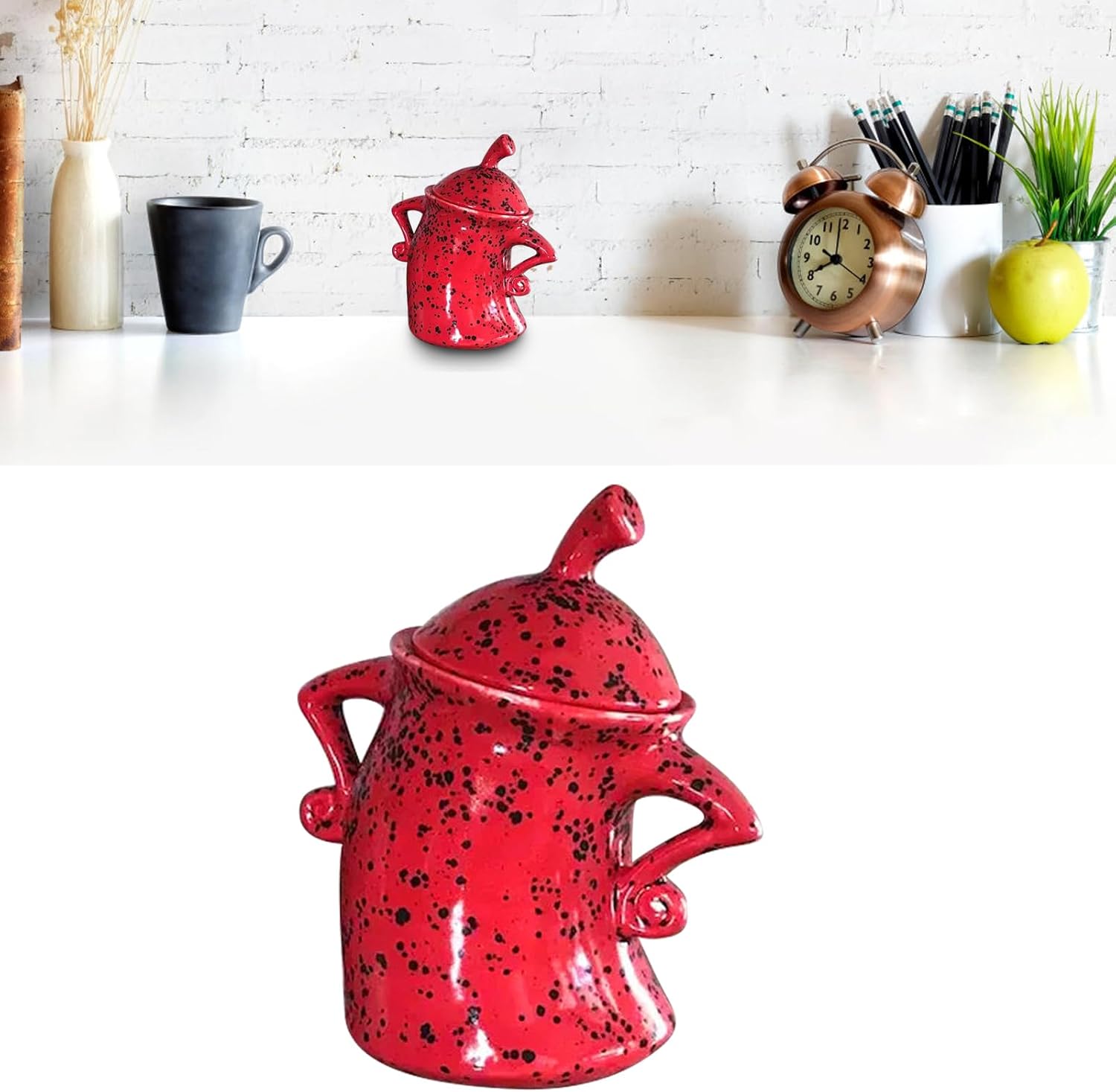 Recipientes de alimentos, resistentes a las caídas, tetera fácil de almacenar con actitud, multiusos con tapas para Navidad (rojo)
