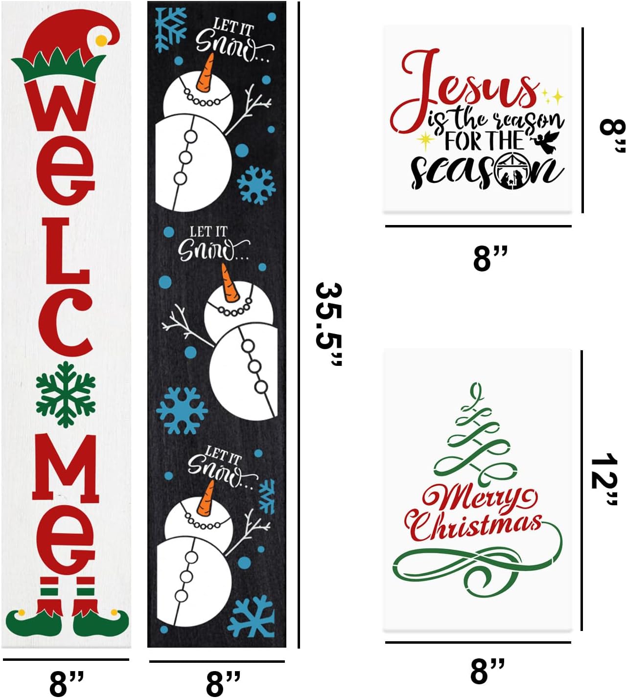 Plantillas de bienvenida de Navidad para pintar sobre madera, plantilla Let It Snow para letrero de porche, plantillas de dibujo de muñeco de nieve