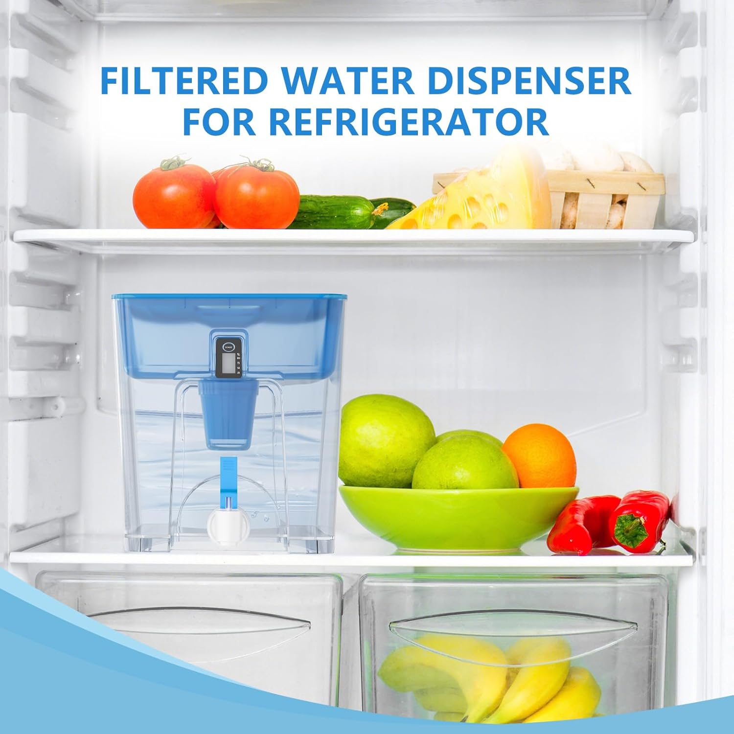 Dispensador de filtro de agua para grifo y agua potable, capacidad de 36 tazas, sin BPA, elimina flúor, cloro, plomo, productos químicos Forver