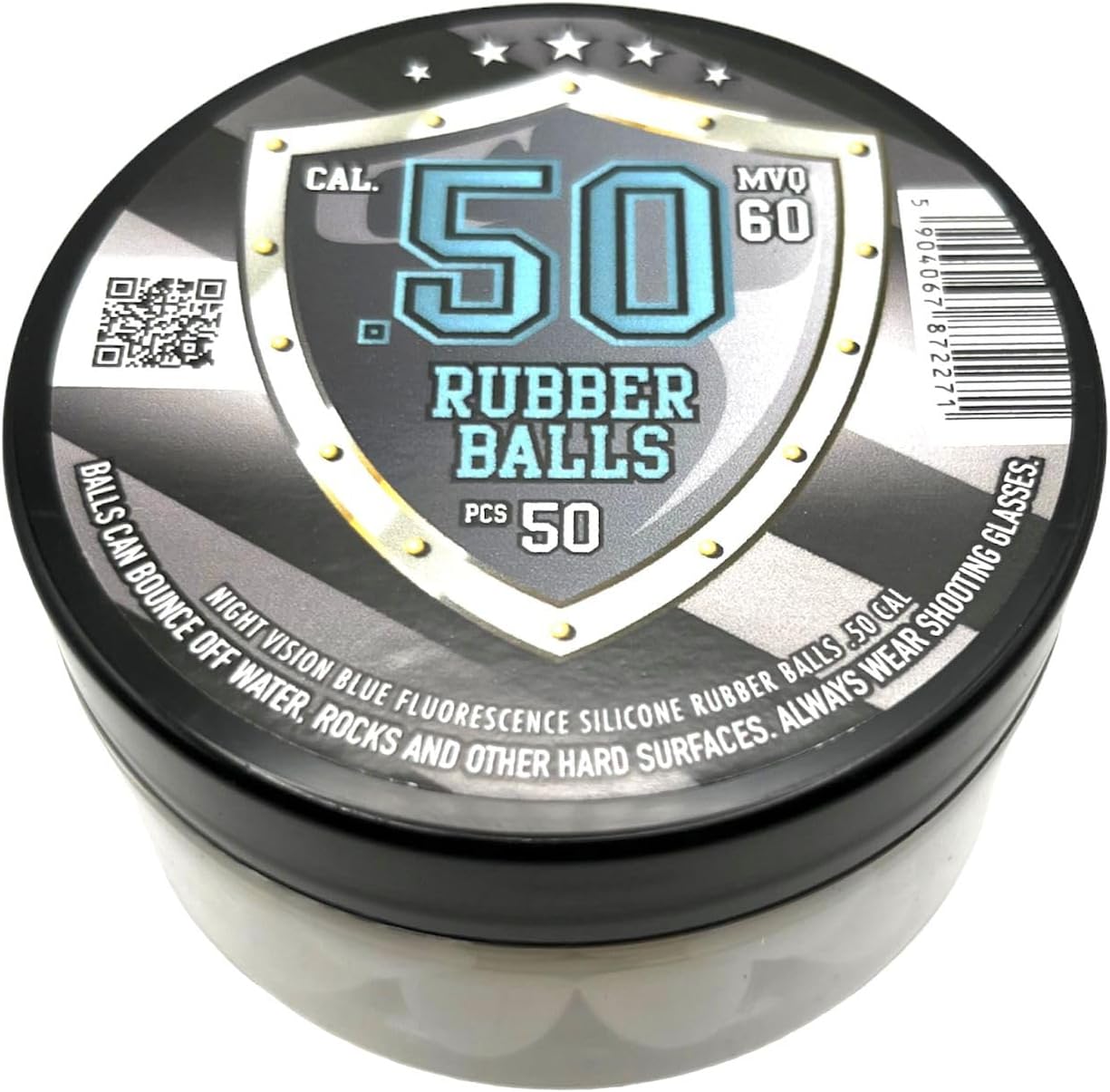 50 bolas de pintura fluorescentes de silicona Rubber Balls de visión nocturna azul que brillan en la oscuridad en 50 cal. para entrenamiento y