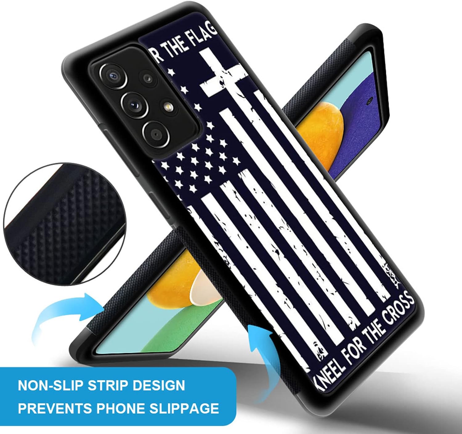 Funda compatible con Samsung Galaxy A53 5G, diseño de cruz de bandera estadounidense, diseño increíble a prueba de golpes, antiarañazos, carcasa