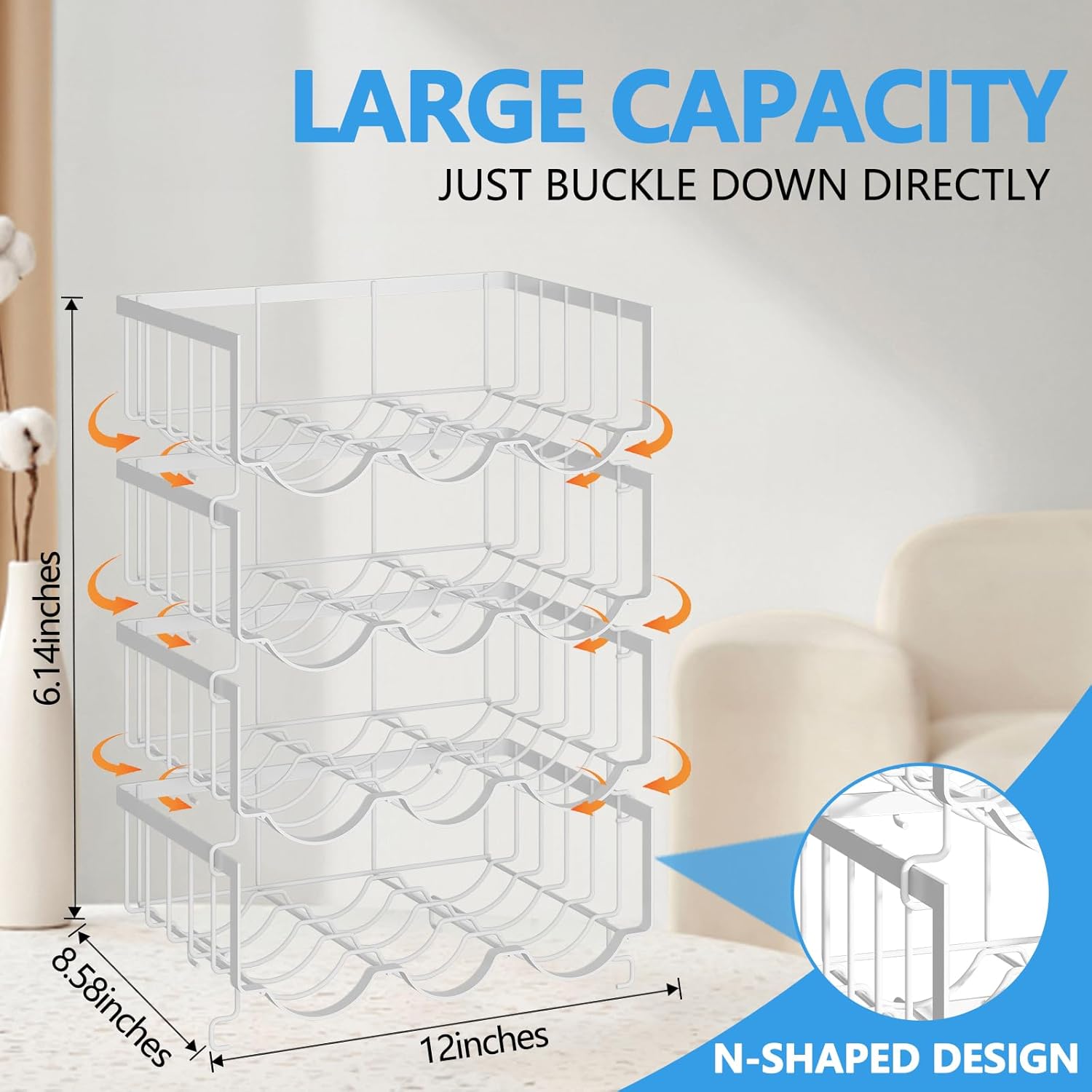 Paquete de 4 organizadores apilables para botellas de agua para gabinete. Soporte para botellas de agua para cocina, refrigerador y despensa,