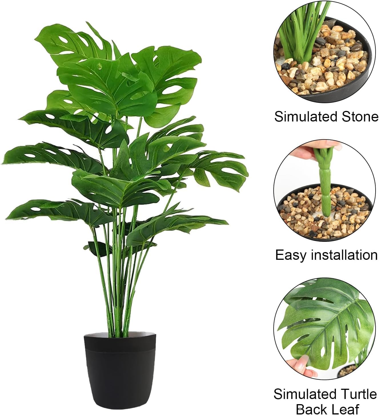 2 plantas artificiales, plantas artificiales de palmera, hojas de palmera artificiales, plantas artificiales para decoración de interiores y