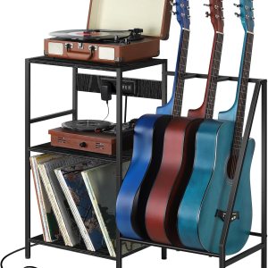 Soporte para guitarra, soporte para tocadiscos, soporte para guitarra con estación de carga, soporte de exhibición de guitarra con almacenamiento de Soporte para guitarra, soporte para tocadiscos, soporte para guitarra con estación de carga, soporte de exhibición de guitarra con almacenamiento de