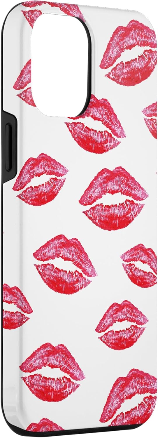 Funda de regalo para iPhone 13 Pro Max con diseño de labios rojos y rosas