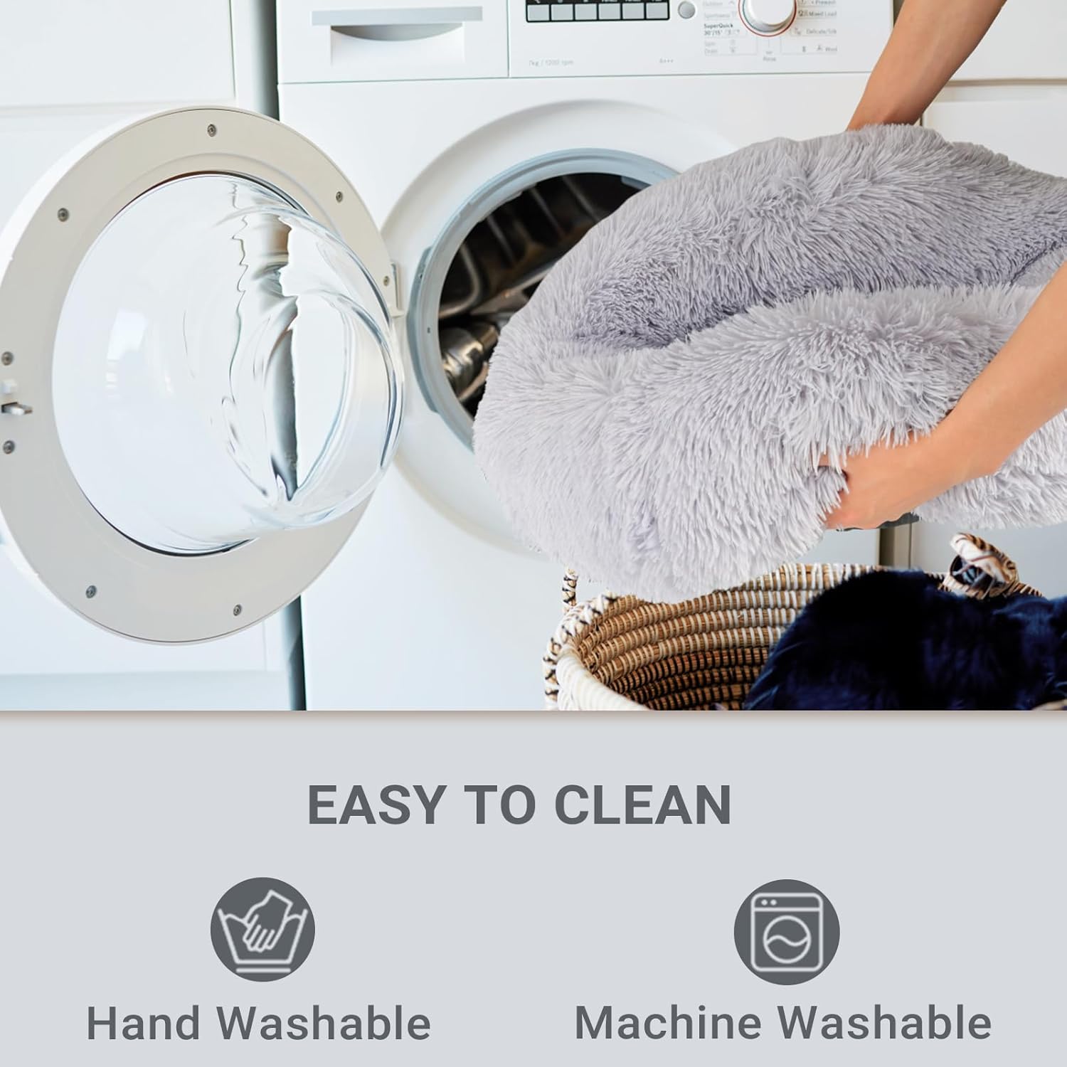 SPUNKYJUNKY Cama para perros de felpa calmante redonda en forma de dona, lavable y mullida, cómoda, antiansiedad, para gatos, perros pequeños,