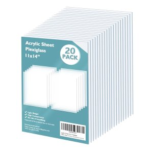 Egofine – Hojas de plexiglás de acrílico, 20 hojas de 11 x 14, 0.04 de grosor, plástico fundido para proyectos de manualidades, repuesto de Egofine – Hojas de plexiglás de acrílico, 20 hojas de 11 x 14, 0.04 de grosor, plástico fundido para proyectos de manualidades, repuesto de