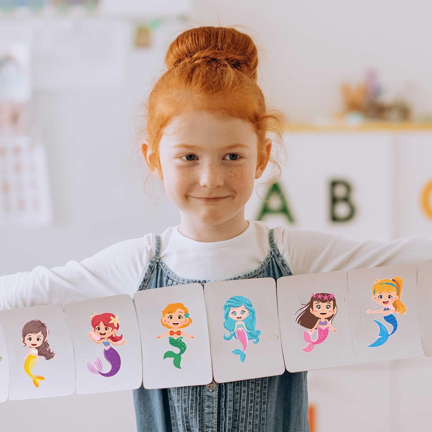 24 hojas de calcomanías de sirena para actividades de niños pequeños, haz tus propias calcomanías para niños, suministros de recuerdo de fiesta de