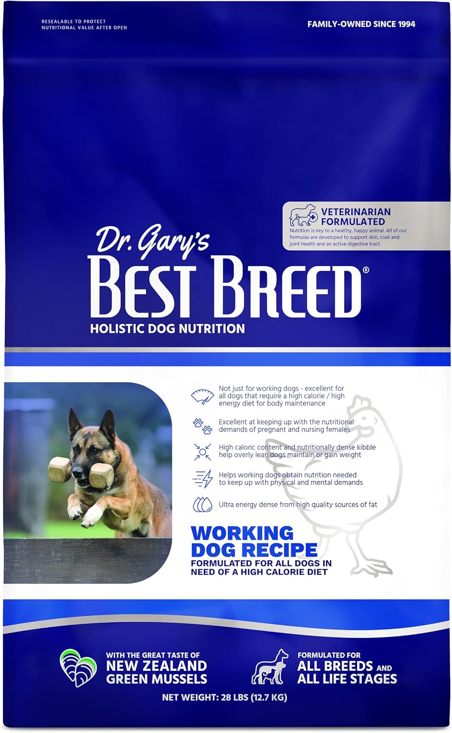 Best Breed Dr. Gary’s Working Dog Diet Made in USA Alimento seco natural alto en calorías para perros – 28 libras, marrón oscuro (7-22301-88075-3),