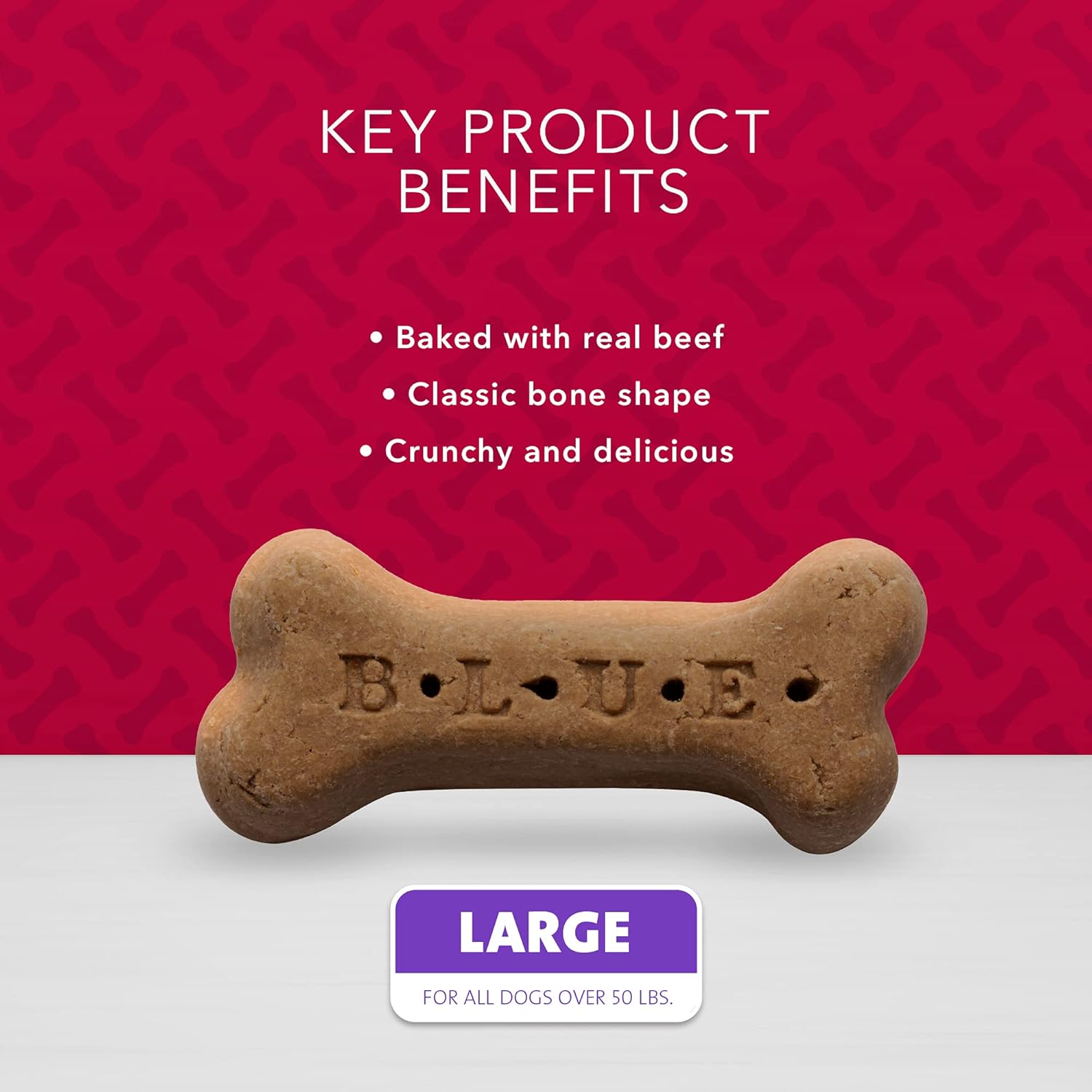 Blue Buffalo Bones – Golosinas naturales crujientes para perros, galletas grandes para perros, carne de res (bolsa de 16 onzas, 4 unidades)