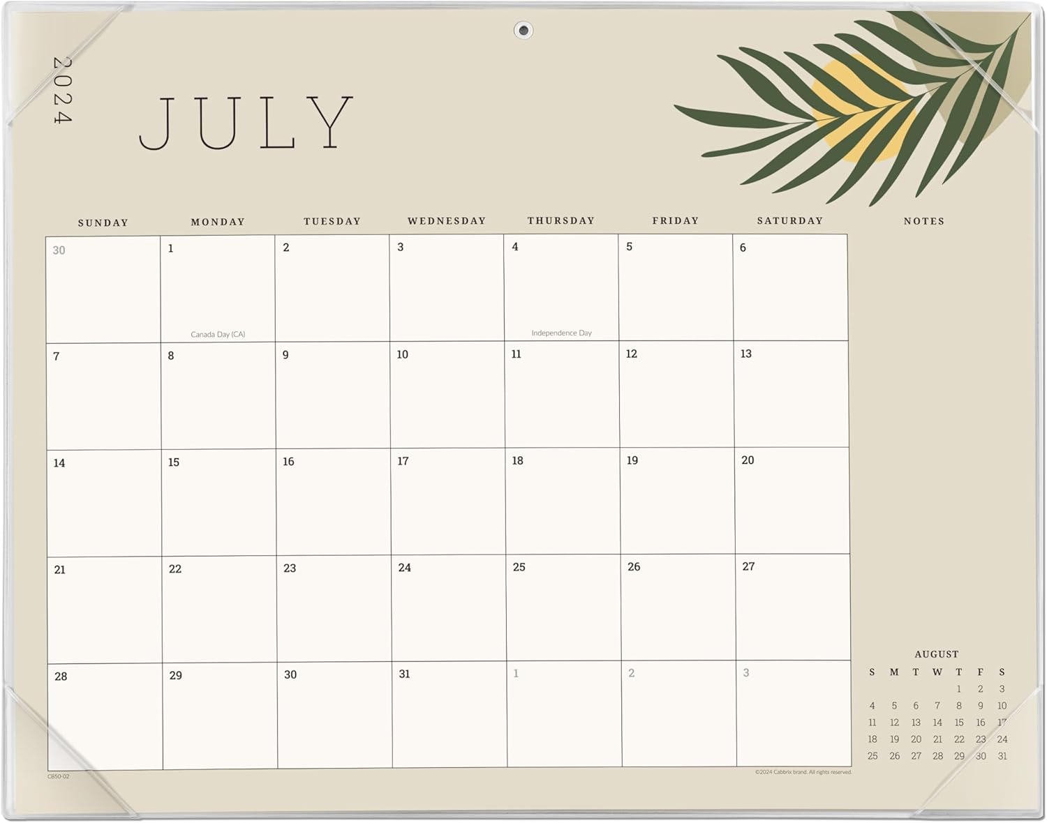 Cabbrix Calendario de escritorio 2024-2025 con alfombrilla de escritorio transparente, calendario de escritorio grande bohemio de 21 x 16.5