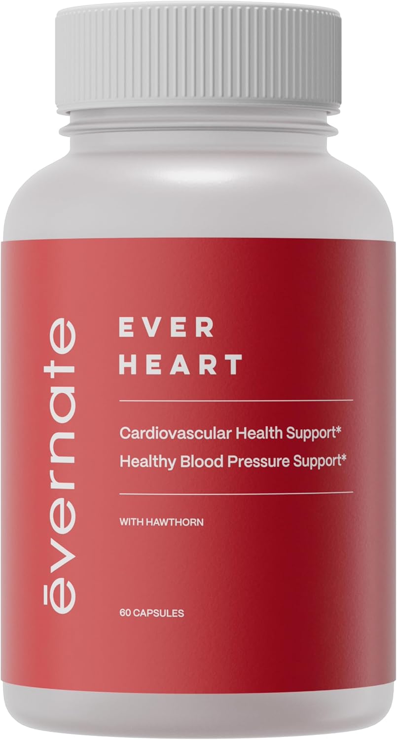 Ever Heart – Suplemento de apoyo para la presión arterial, combinación de ajo, espino, ginkgo biloba, zinc y L-arginina, sin OMG, sin gluten, fácil