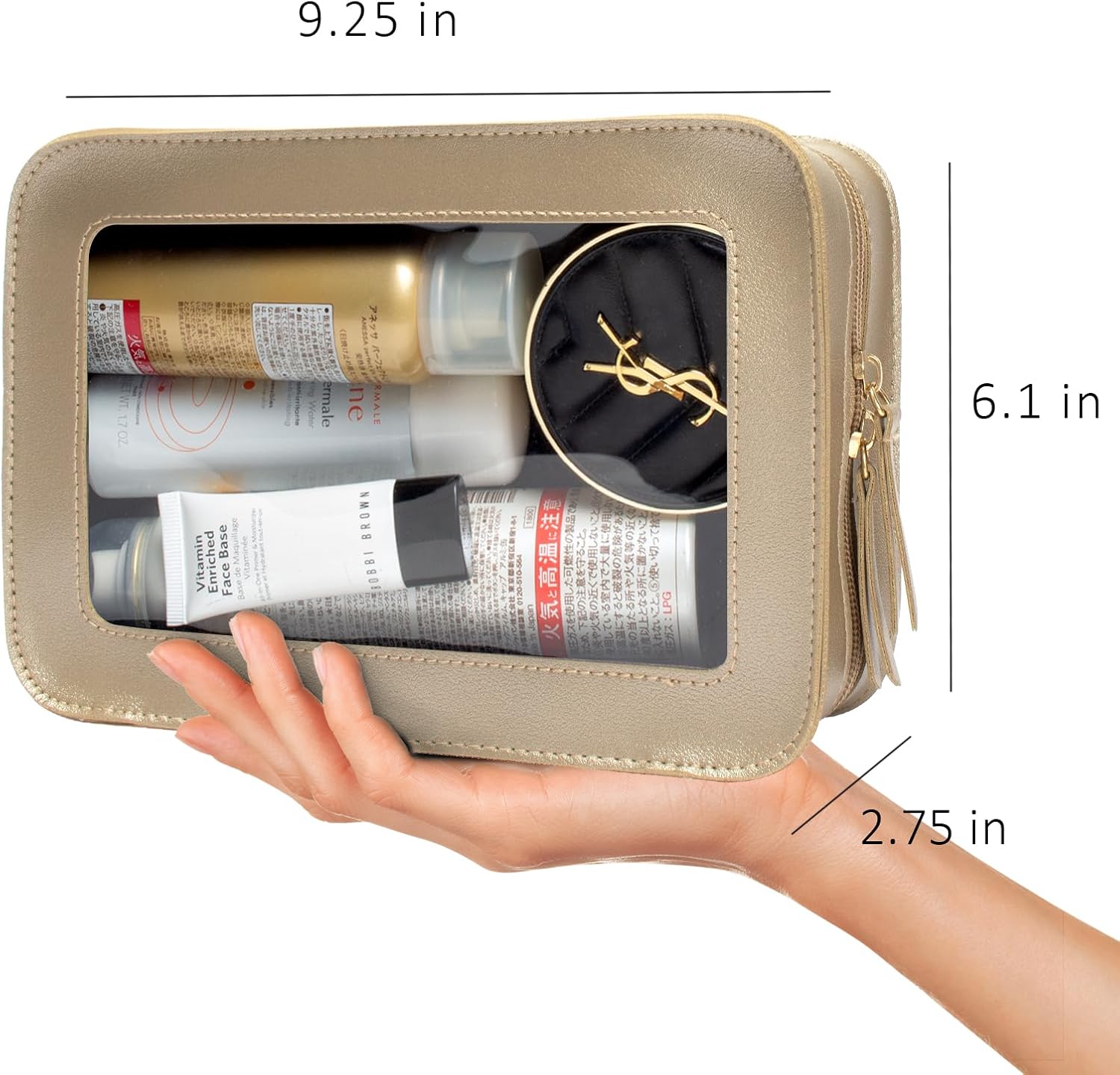 Bolsas de maquillaje transparentes, bolsa de aseo aprobada por la TSA con cremallera, organizador de maquillaje transparente para artículos