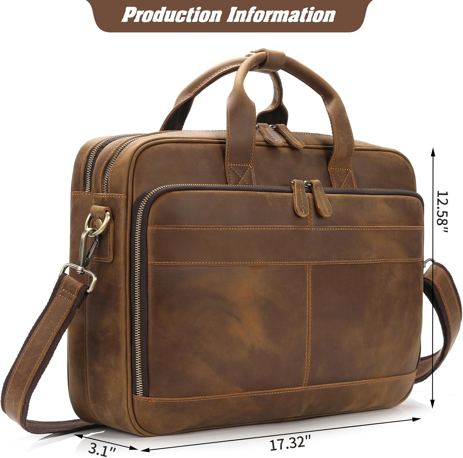 Jack&Chris Maletín de cuero para hombres, bolsas de mensajero para laptop de viaje de negocios