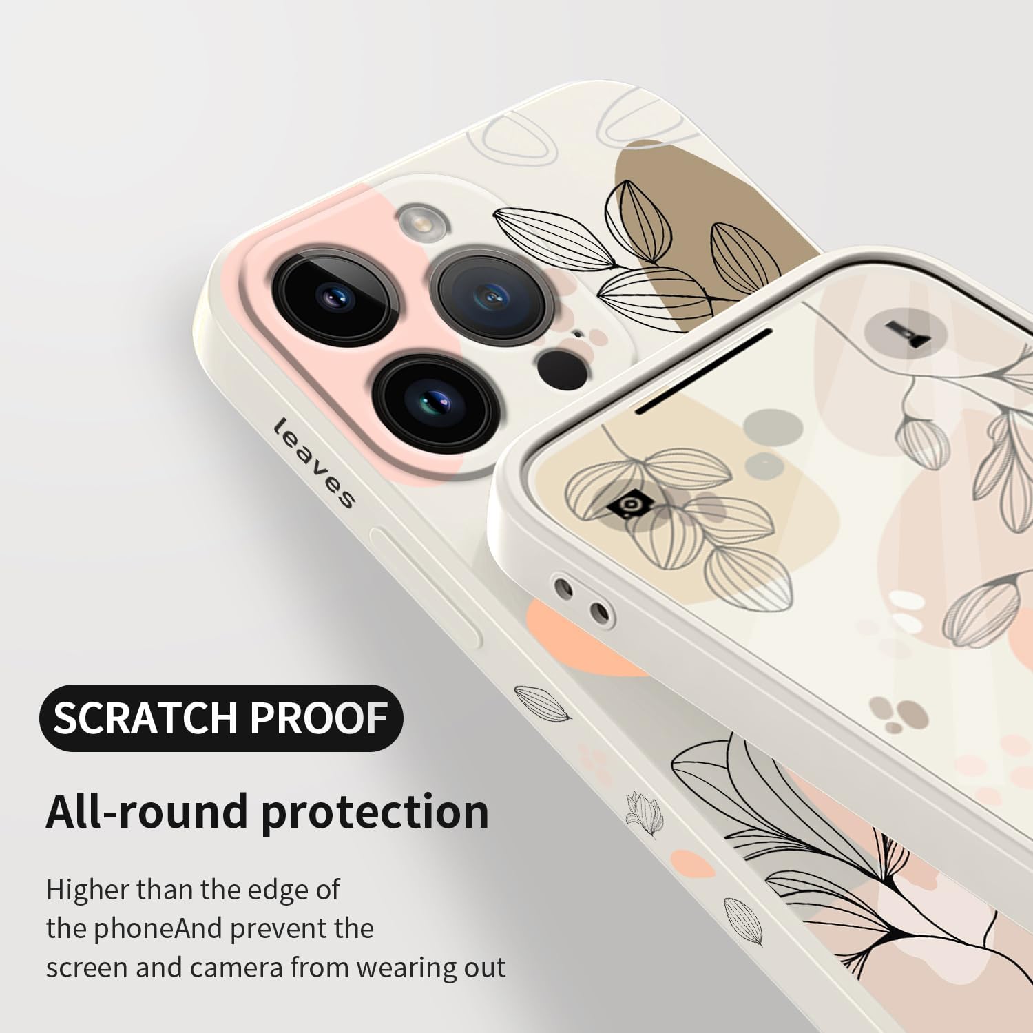 Fundas para iPhone 15 Pro Max, funda para iPhone 15 Pro Max Side Morandi diseño de patrón de flores, protector de lente de cámara suave a prueba de