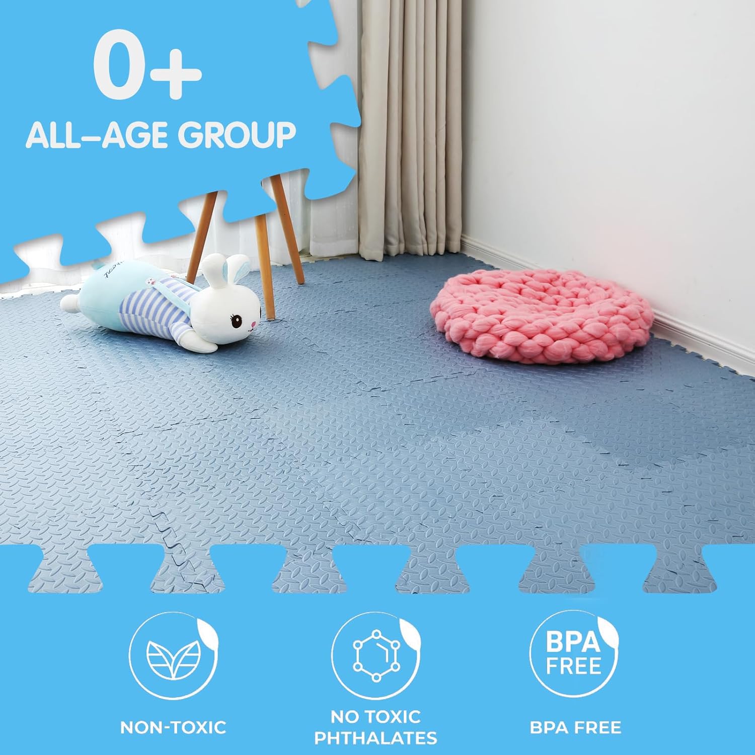 Coolcandy Tapete de juego de espuma EVA, 16 azulejos coloridos para bebé, tapete de juego cuadrado para niños con color sólido, azulejos de espuma