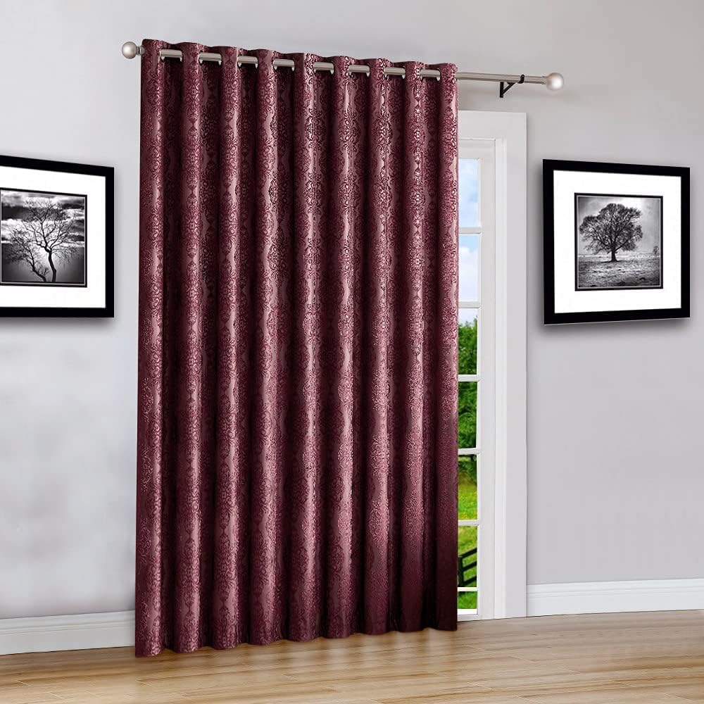 Warm Home Designs Panel de puerta de patio, extra ancho, extra largo de 102 x 96 pulgadas, color rojo burdeos, 100% opaco, aislamiento térmico, para