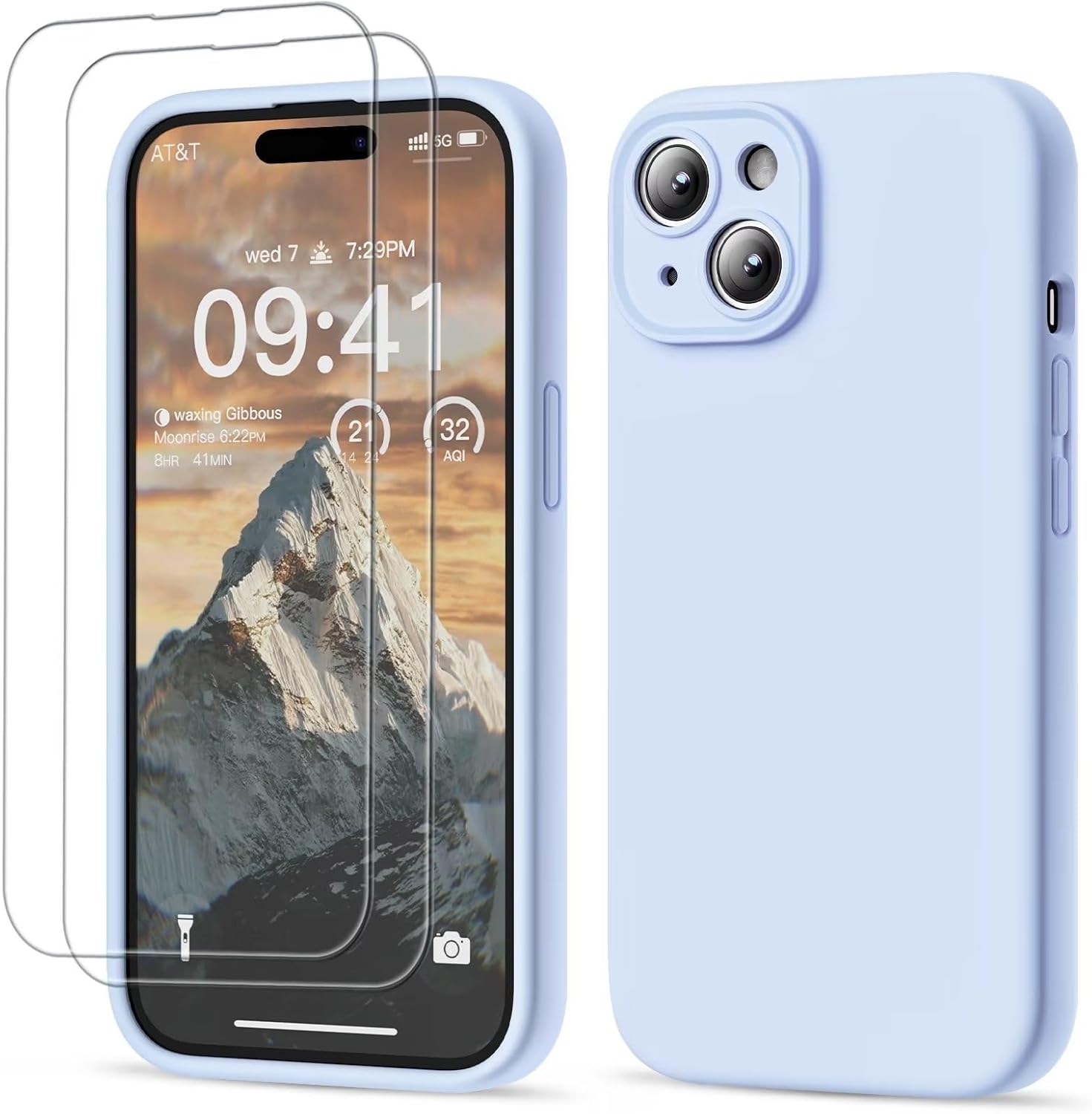 GOODVISH Funda compatible con iPhone 15, funda de silicona mejorada protección mejorada de la cámara con 2 protectores de pantalla, forro interior
