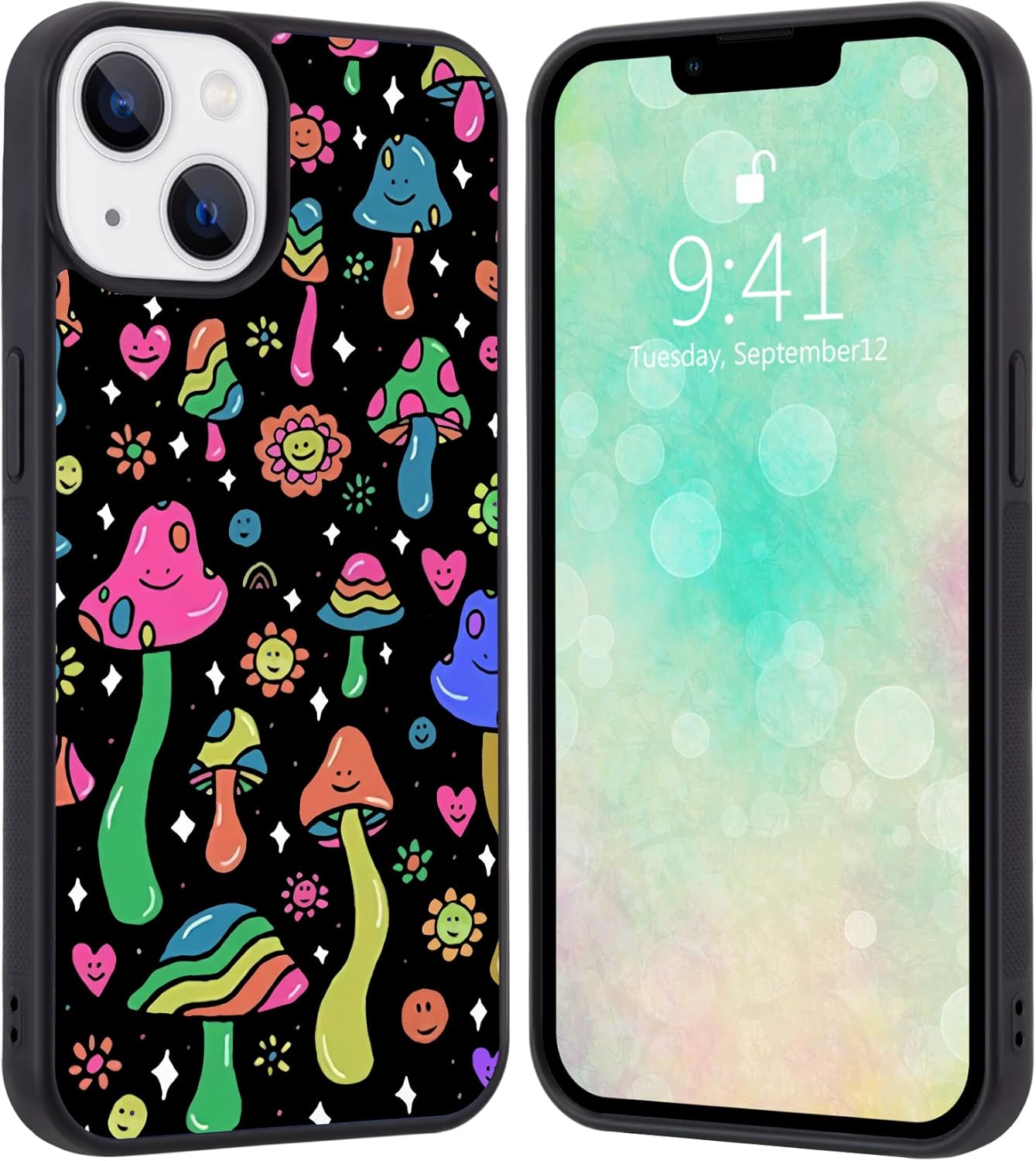 Linda funda de teléfono Mushroon para iPhone 12iPhone 12 Pro, funda de hongos TPU a prueba de golpes, funda protectora femenina para teléfono con