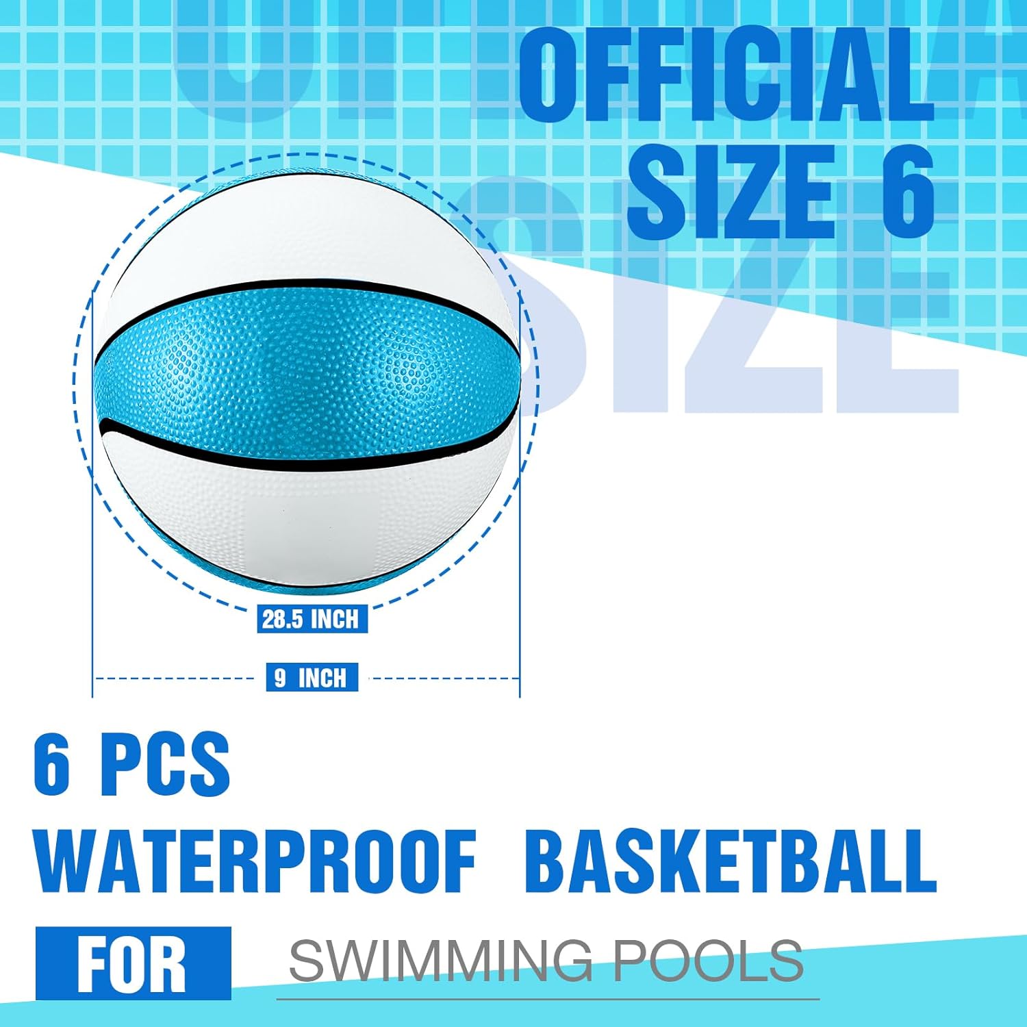 Jenaai Paquete de 6 unidades de baloncesto para piscina de agua de 9 pulgadas con bomba para piscina, aro de baloncesto, impermeable, para piscina,