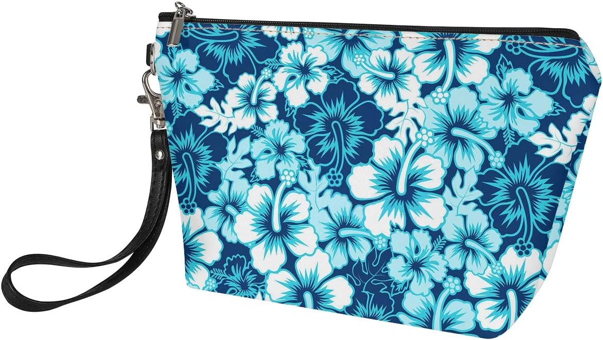 Monedero de flores azules, bolsa de cosméticos de viaje al aire libre, cierre de cremallera, bolsa de maquillaje duradera para mujeres, adolescentes