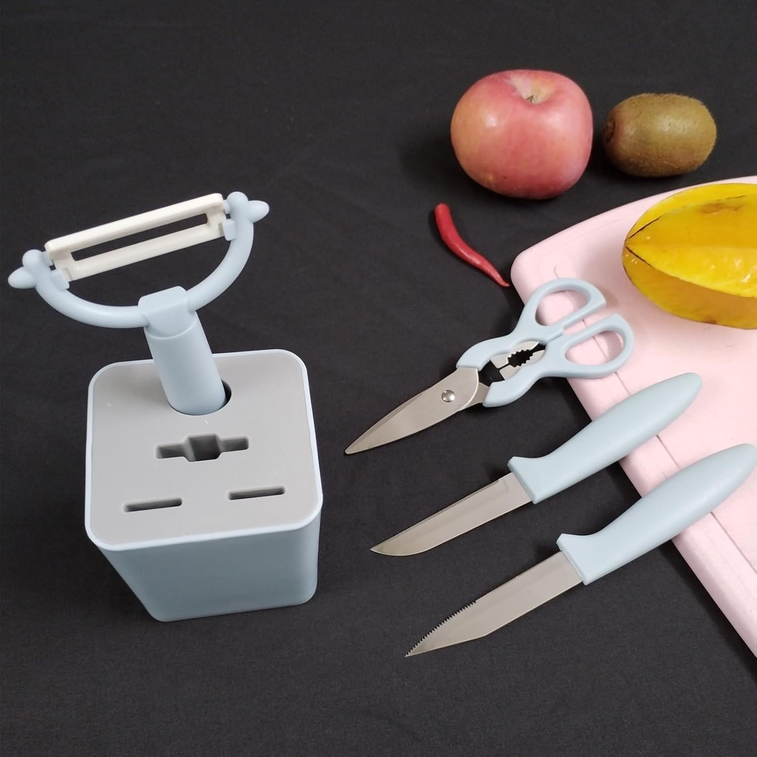 Cuchillo de pelar Juego de cuchillos de frutas Tijeras de cocina multiusos Pelador de verduras