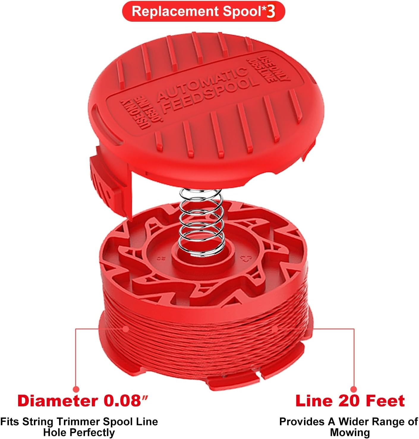 Kudoosen Línea de repuesto de carrete de recortadora CMZST080CMZST0803 compatible con modelos Craftsman CMCST910 Series Craftsman, CMCST910M, 20